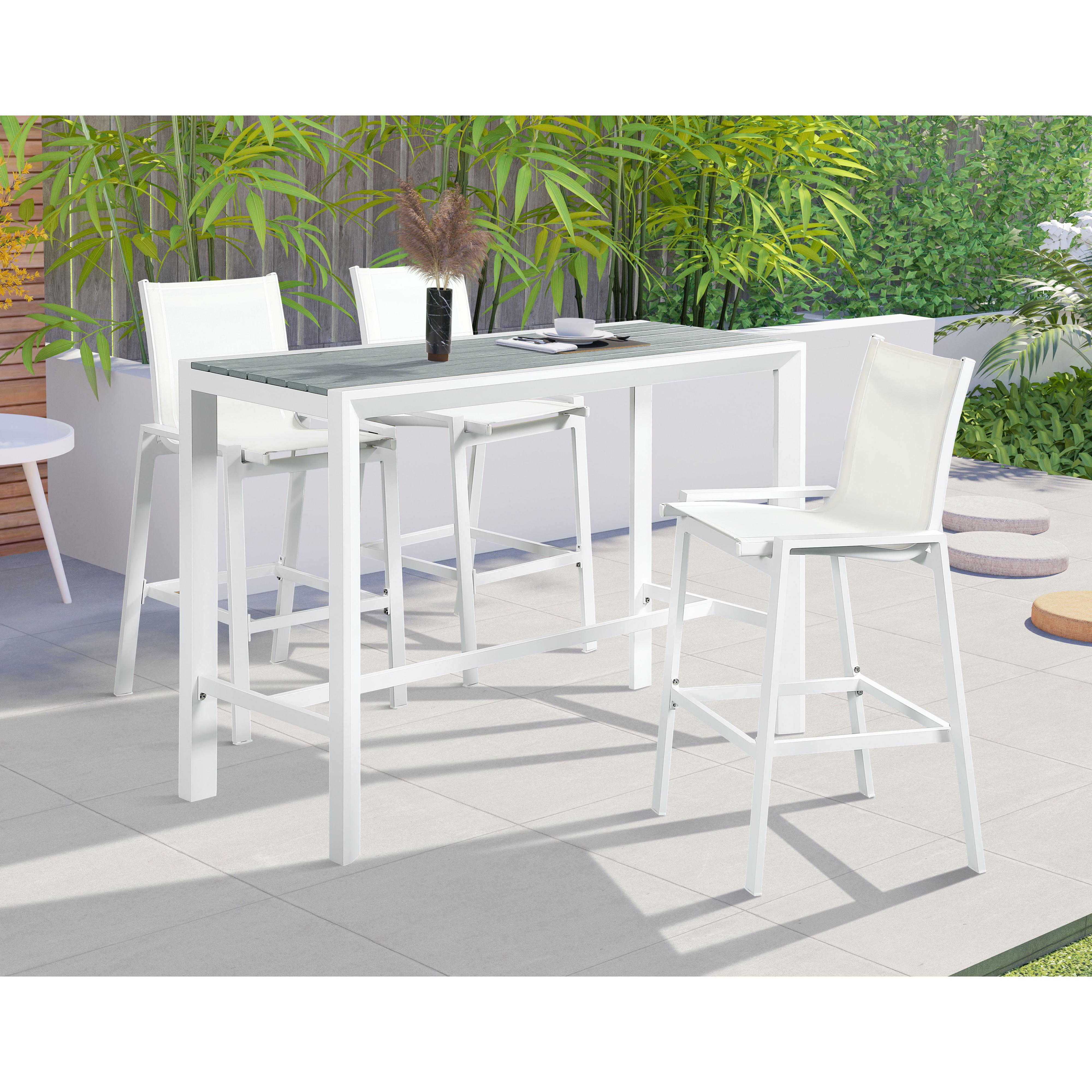 Meridian Nizuc Grey Wood Look Accent Paneling Outdoor Patio Aluminum Rectangle Bar Table