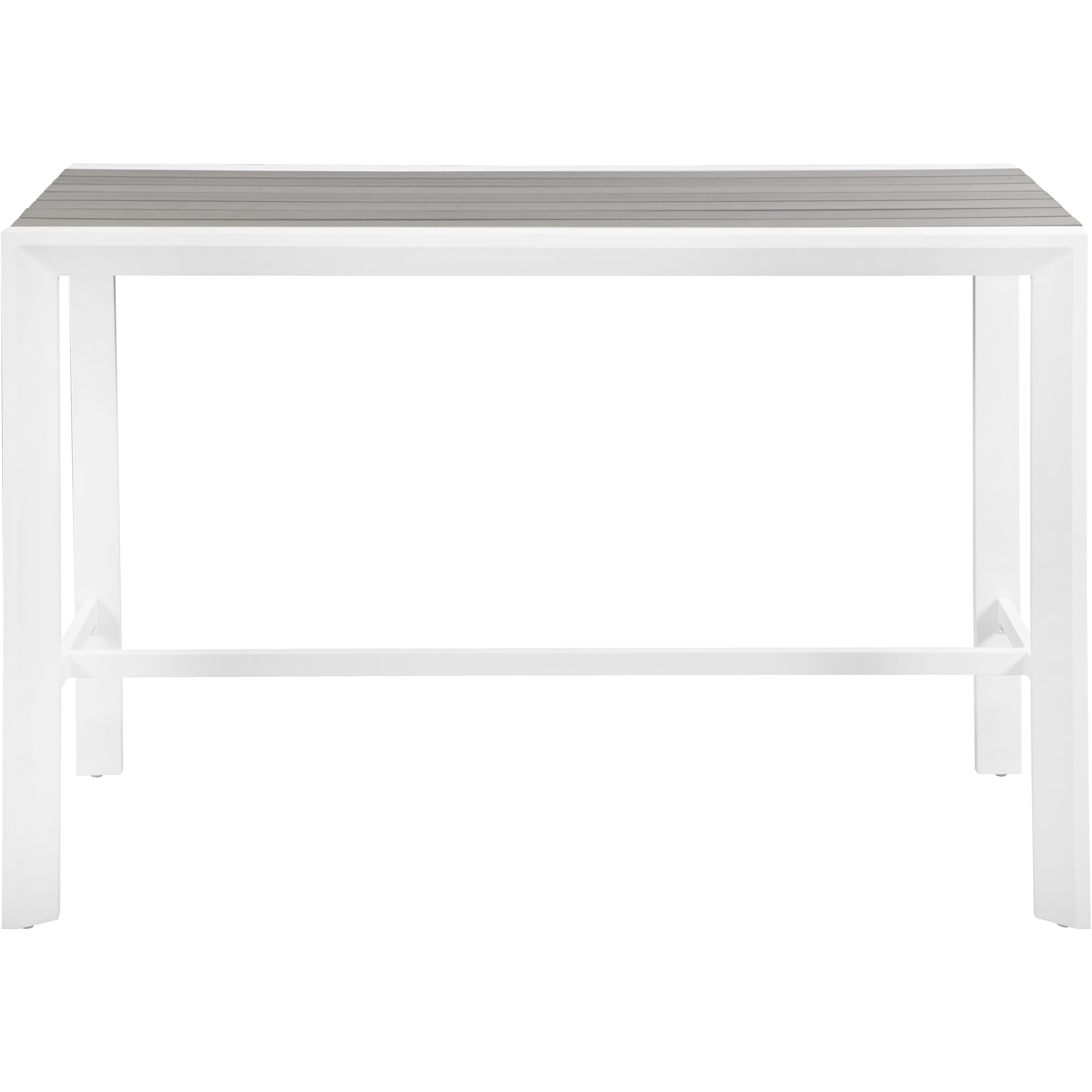 Meridian Nizuc Grey Wood Look Accent Paneling Outdoor Patio Aluminum Rectangle Bar Table