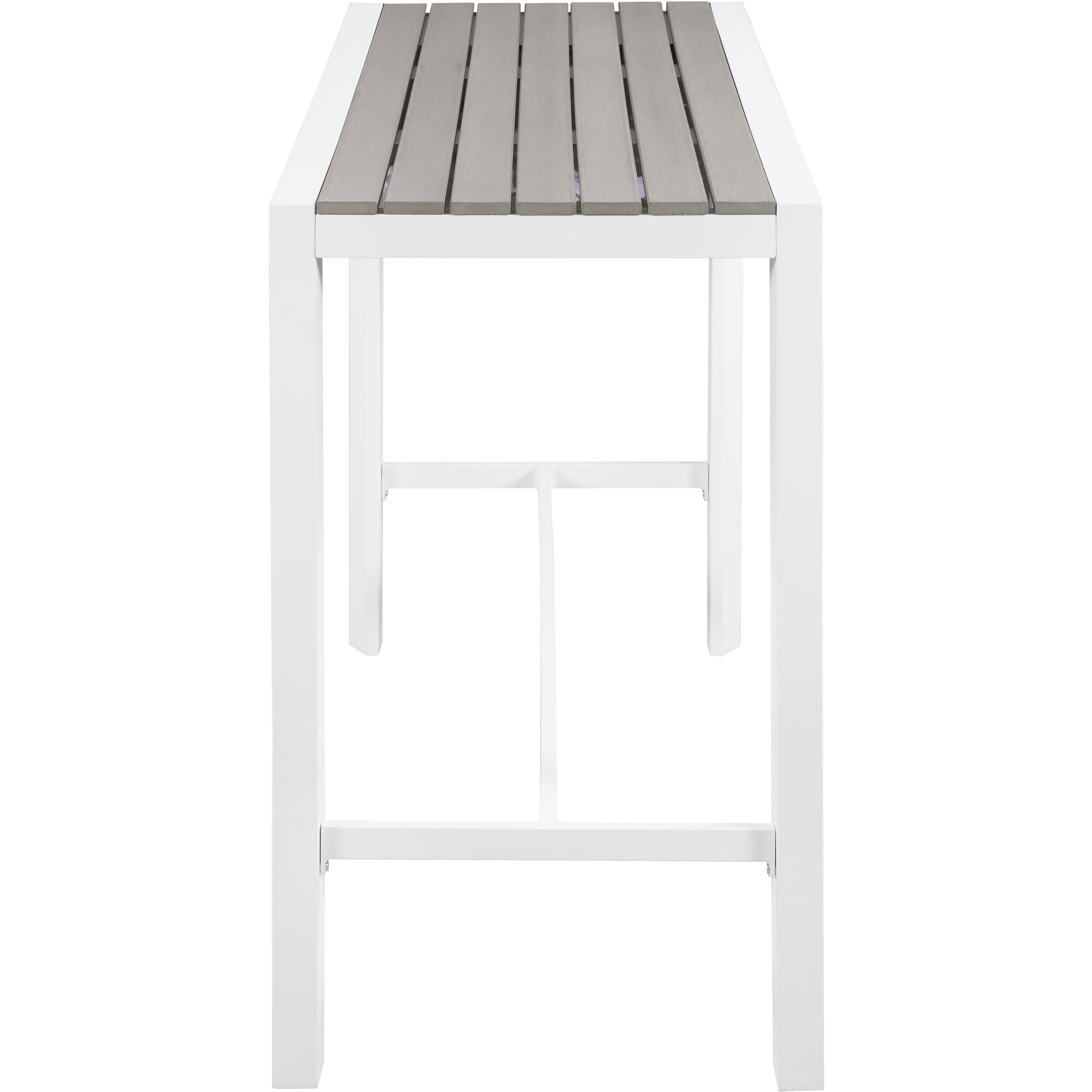 Meridian Nizuc Grey Wood Look Accent Paneling Outdoor Patio Aluminum Rectangle Bar Table