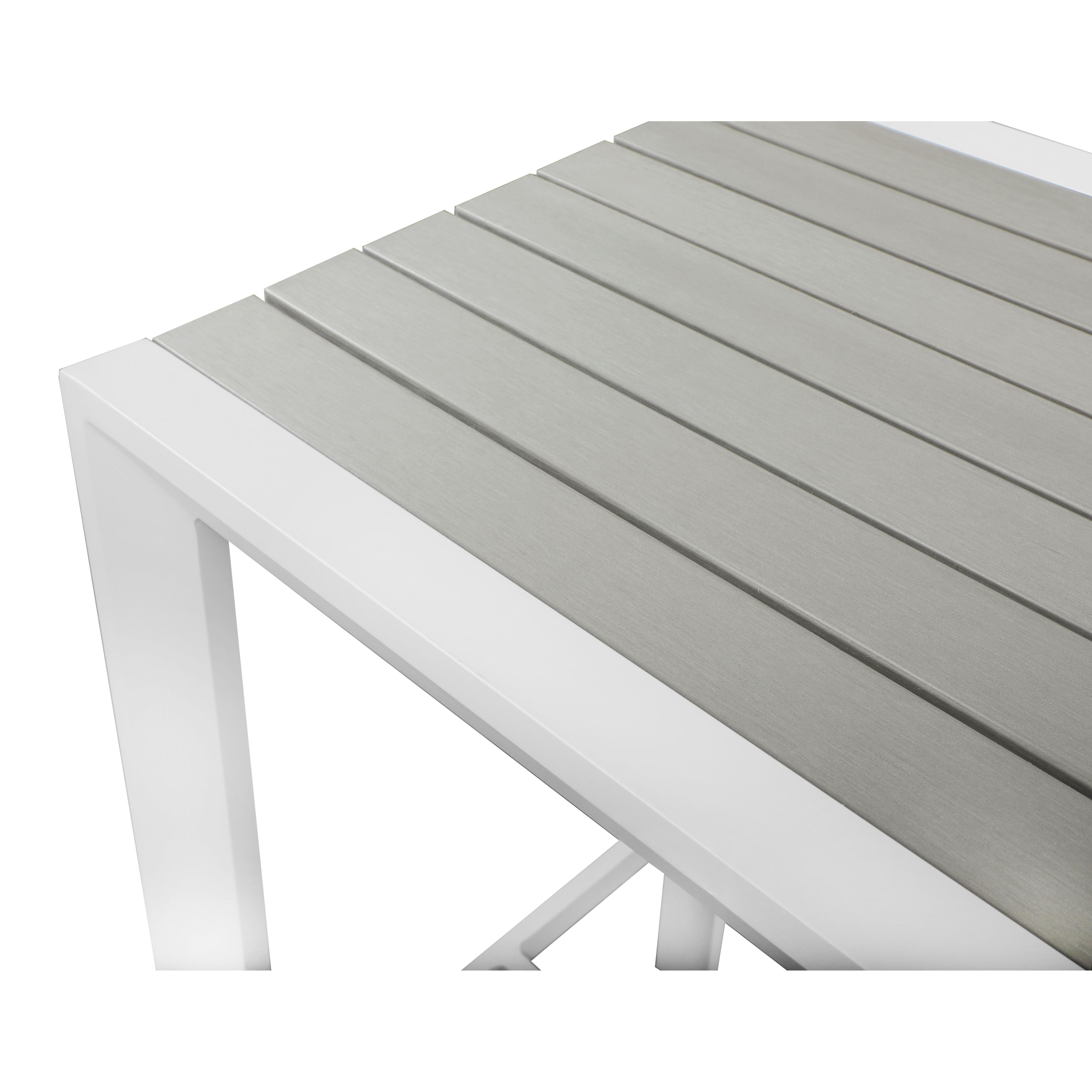 Meridian Nizuc Grey Wood Look Accent Paneling Outdoor Patio Aluminum Rectangle Bar Table