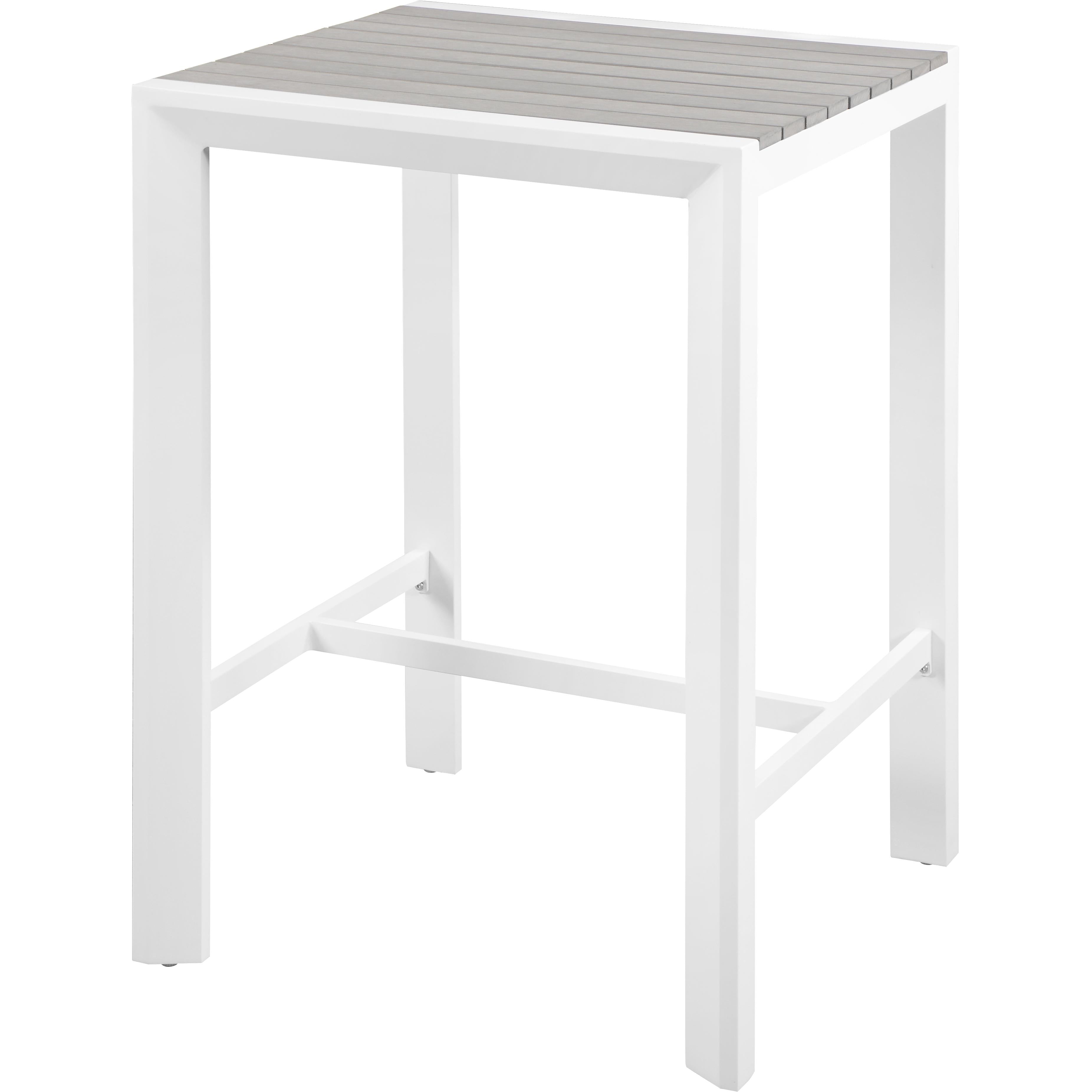 Meridian Nizuc Grey Wood Look Accent Paneling Outdoor Patio Aluminum Square Bar Table
