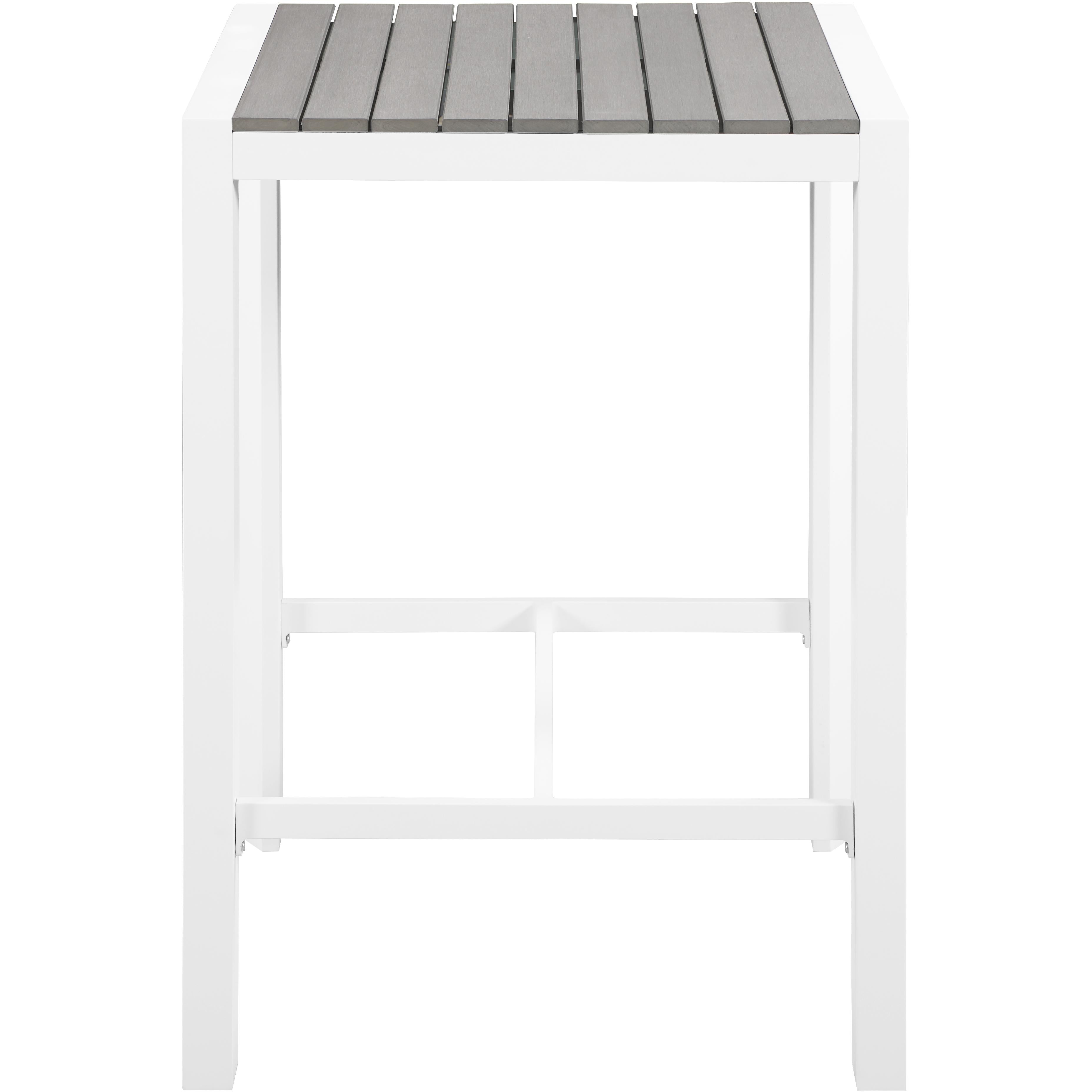Meridian Nizuc Grey Wood Look Accent Paneling Outdoor Patio Aluminum Square Bar Table
