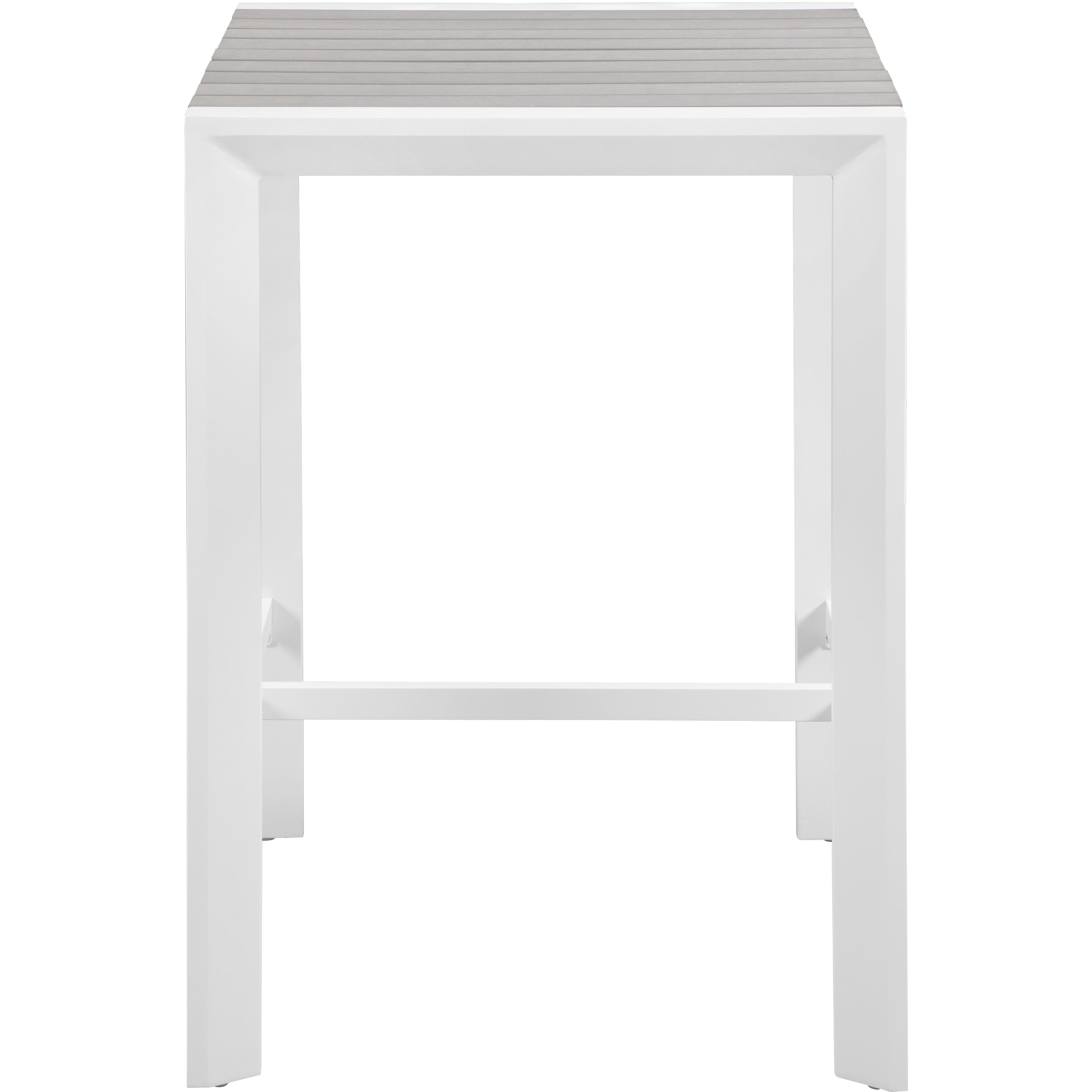 Meridian Nizuc Grey Wood Look Accent Paneling Outdoor Patio Aluminum Square Bar Table