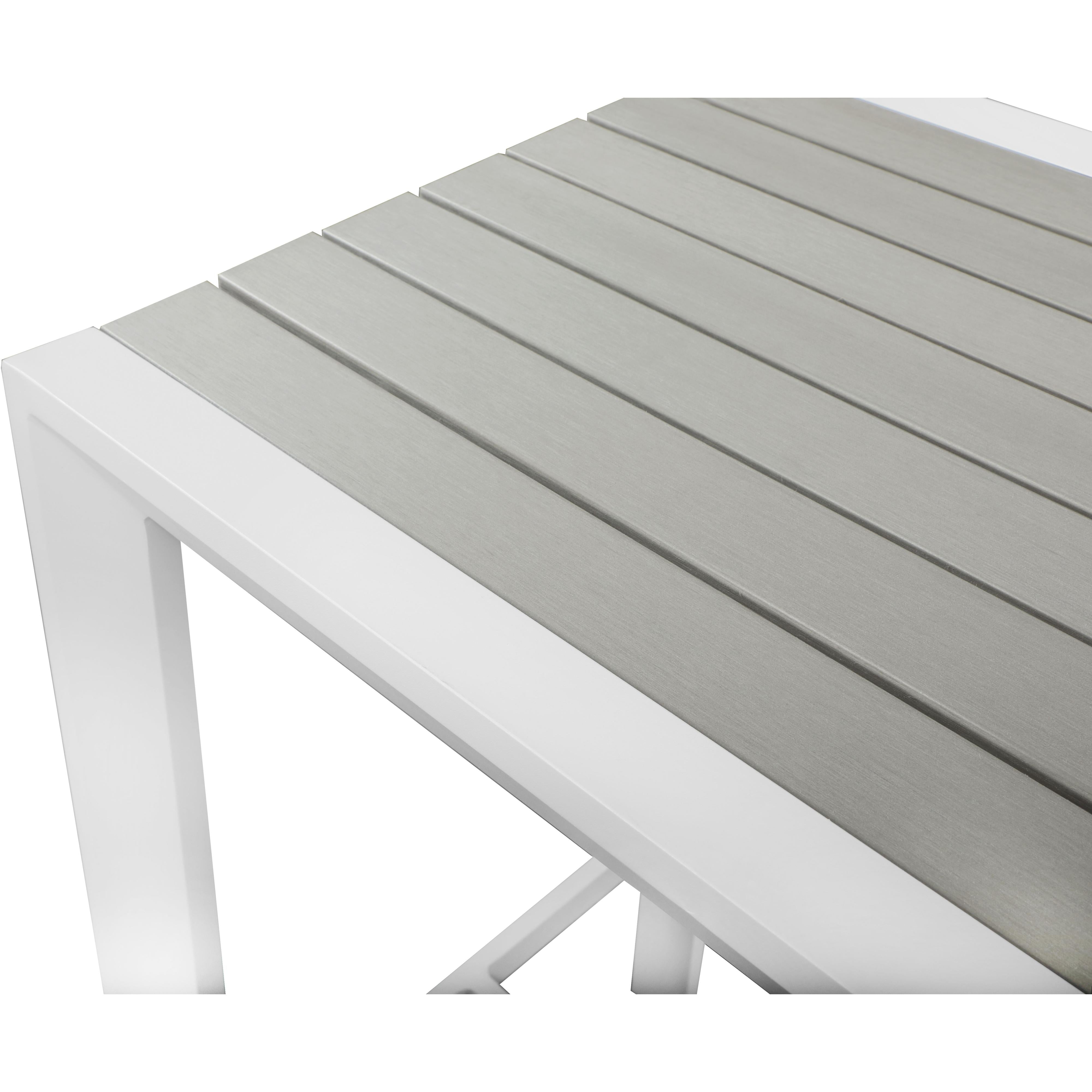 Meridian Nizuc Grey Wood Look Accent Paneling Outdoor Patio Aluminum Square Bar Table