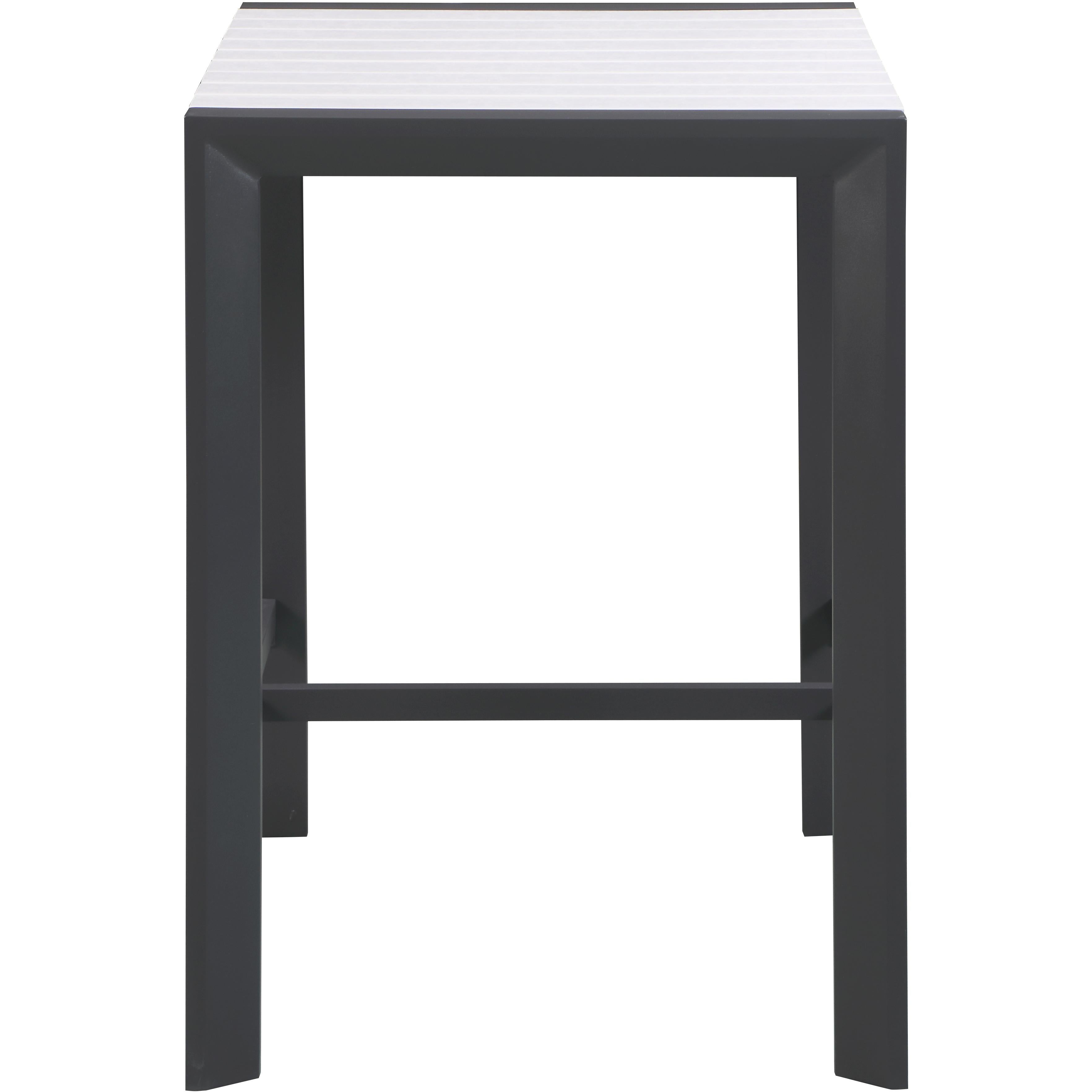 Meridian Nizuc White Wood Look Accent Paneling Outdoor Patio Aluminum Square Bar Table
