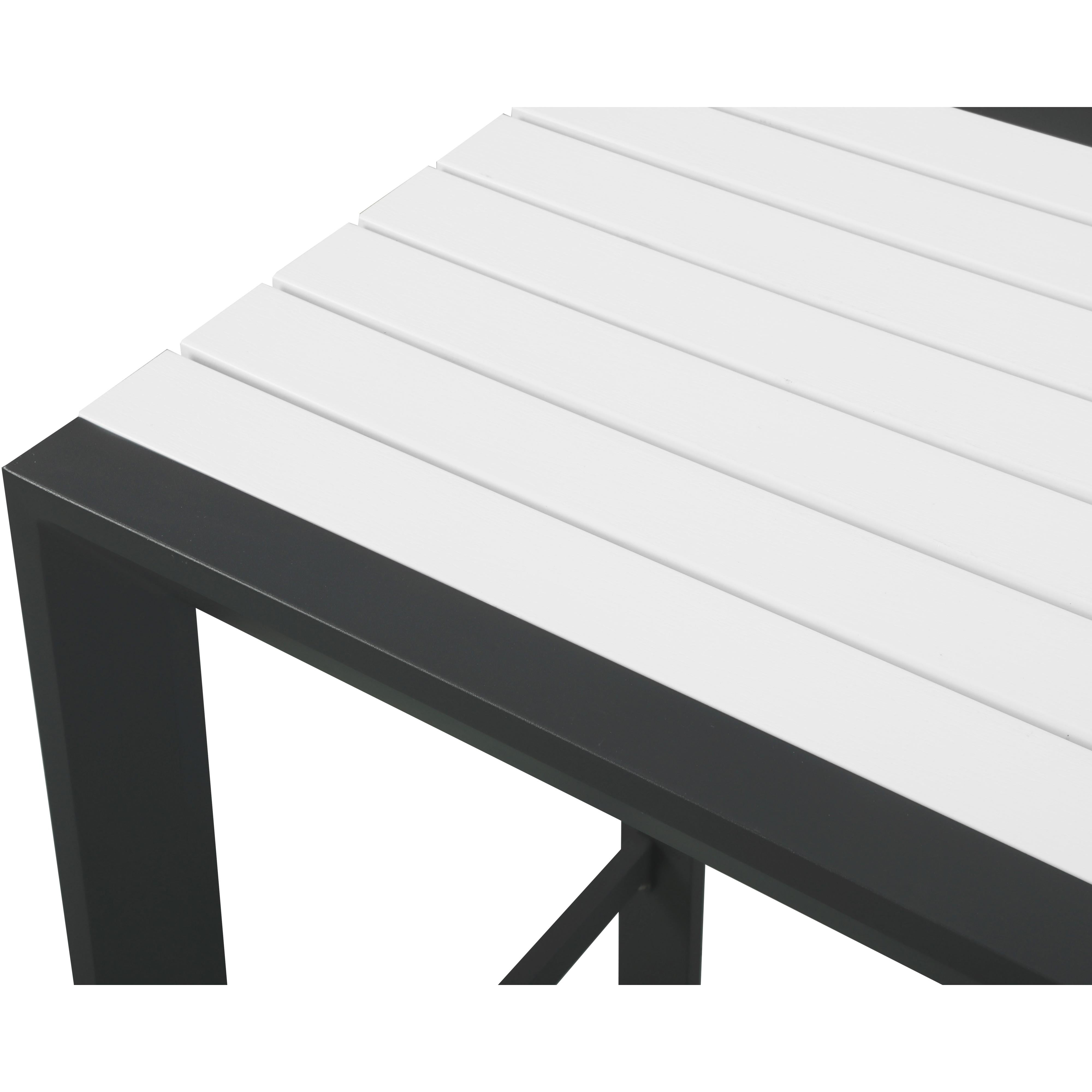 Meridian Nizuc White Wood Look Accent Paneling Outdoor Patio Aluminum Square Bar Table
