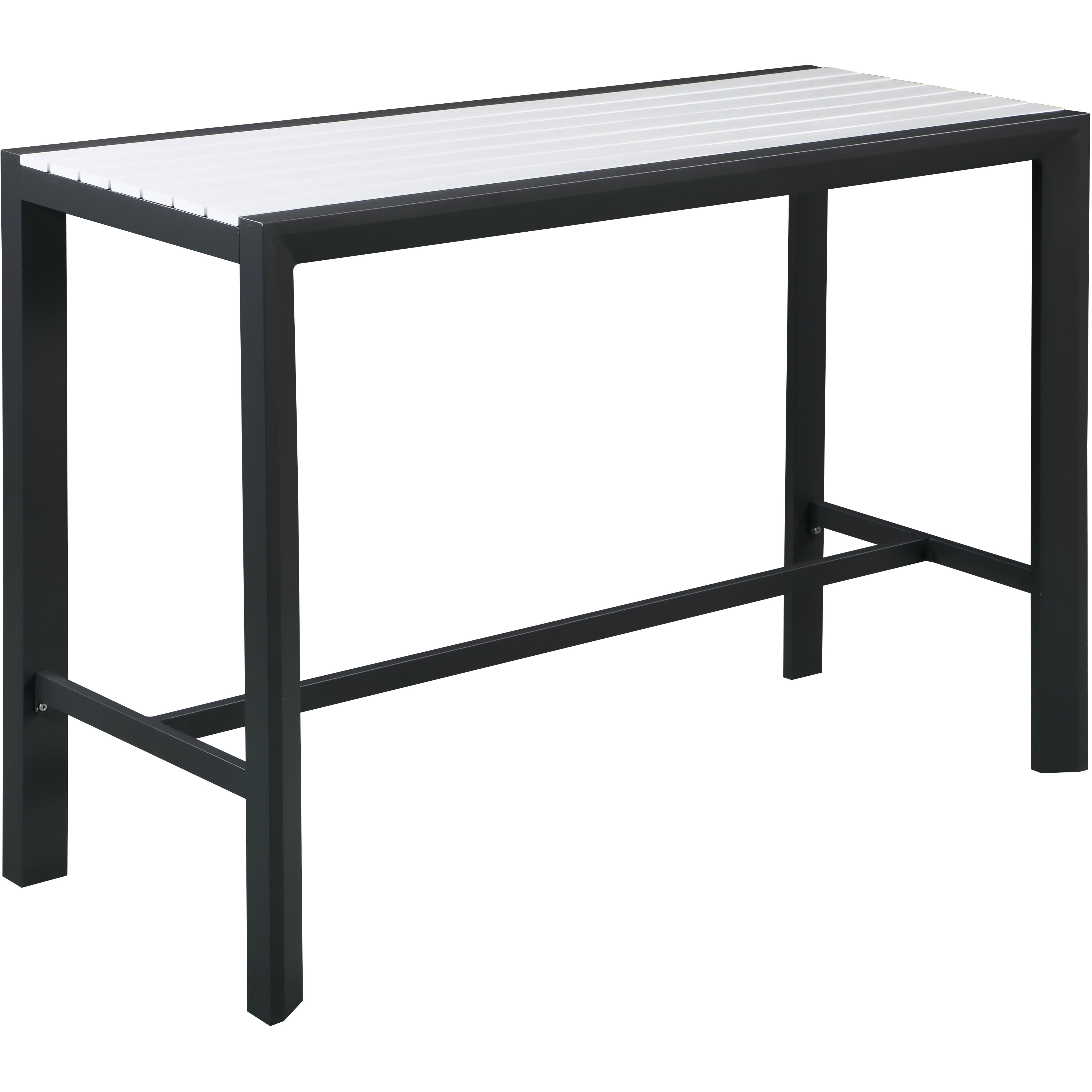 Meridian Nizuc White Wood Look Accent Paneling Outdoor Patio Aluminum Rectangle Bar Table
