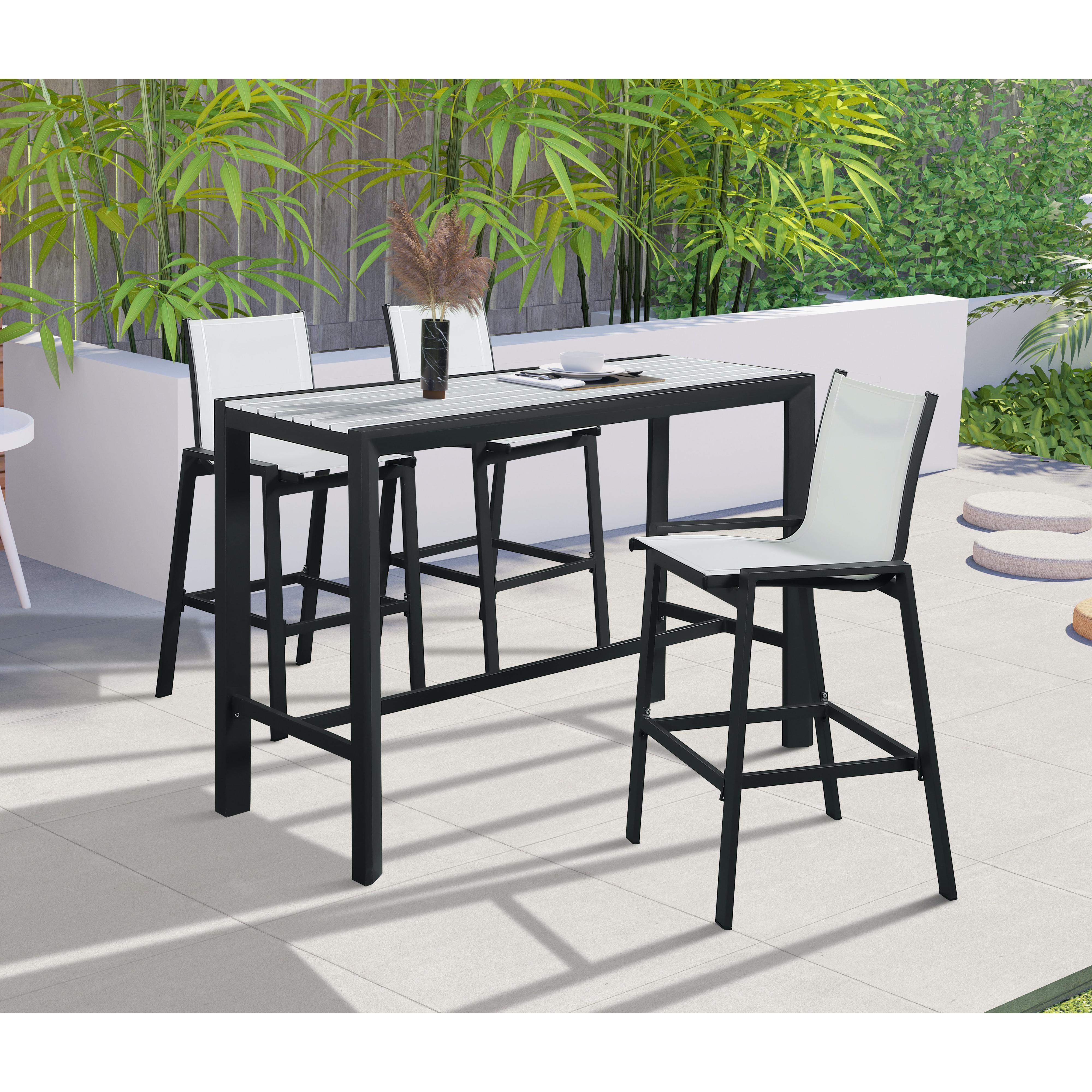 Meridian Nizuc White Wood Look Accent Paneling Outdoor Patio Aluminum Rectangle Bar Table