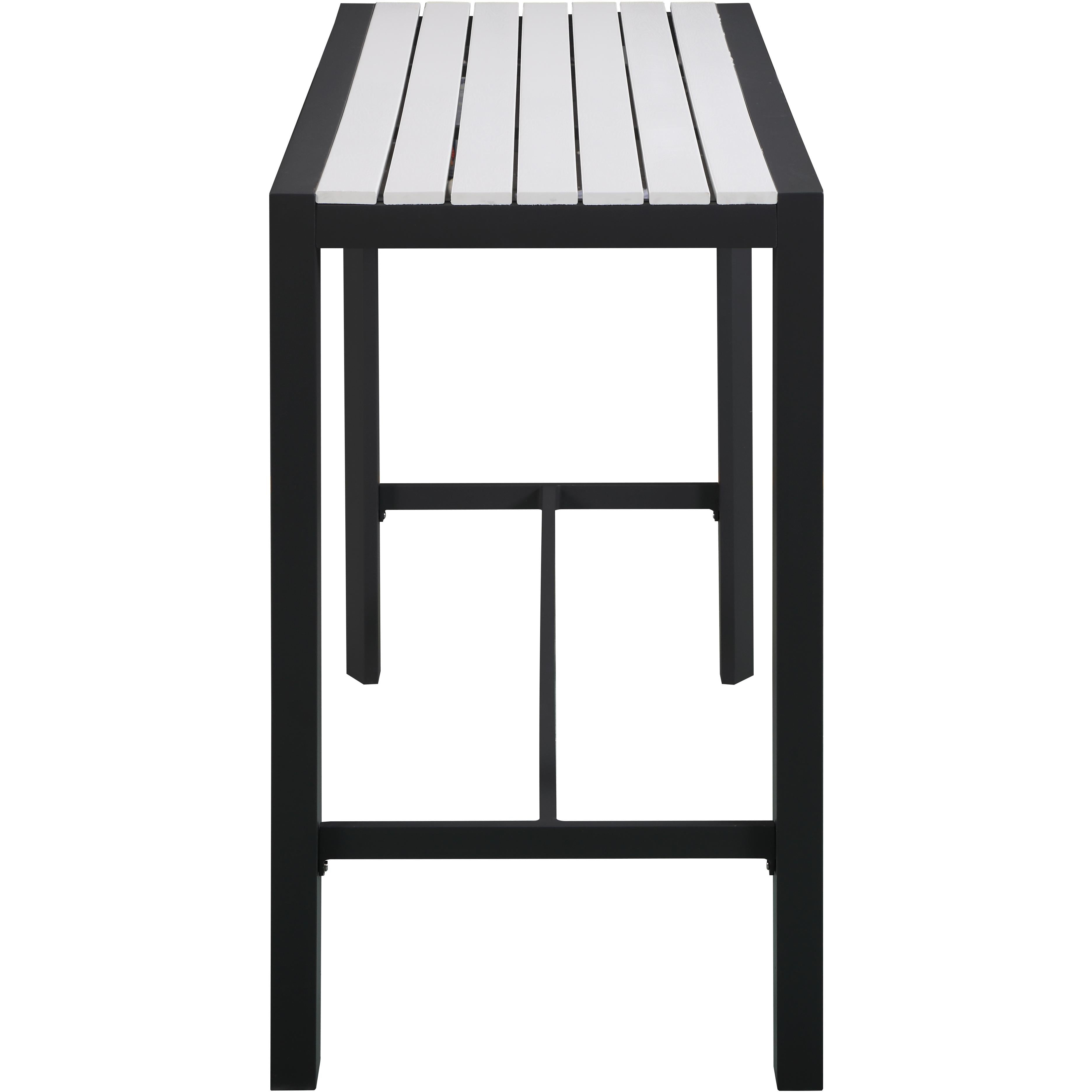 Meridian Nizuc White Wood Look Accent Paneling Outdoor Patio Aluminum Rectangle Bar Table
