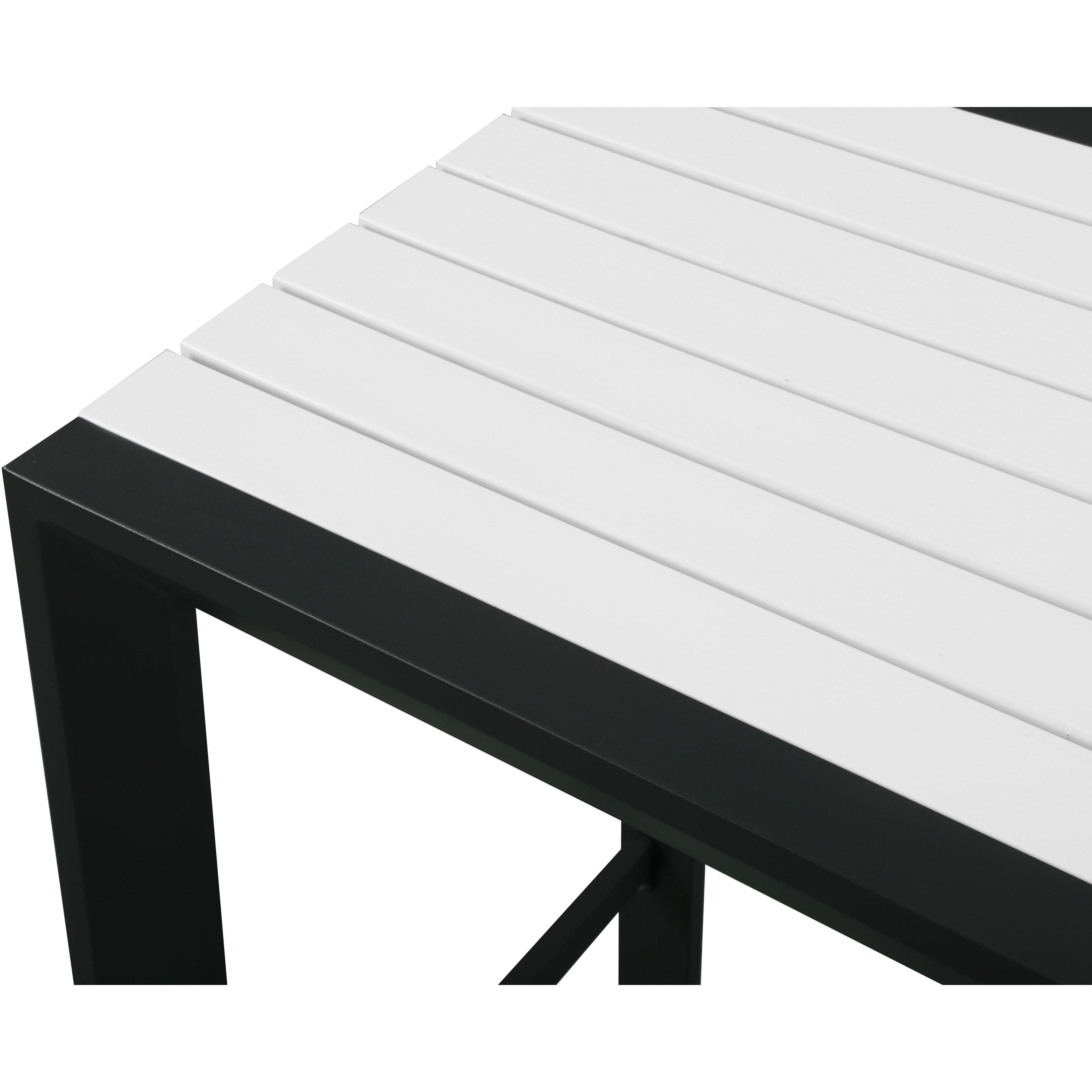 Meridian Nizuc White Wood Look Accent Paneling Outdoor Patio Aluminum Rectangle Bar Table