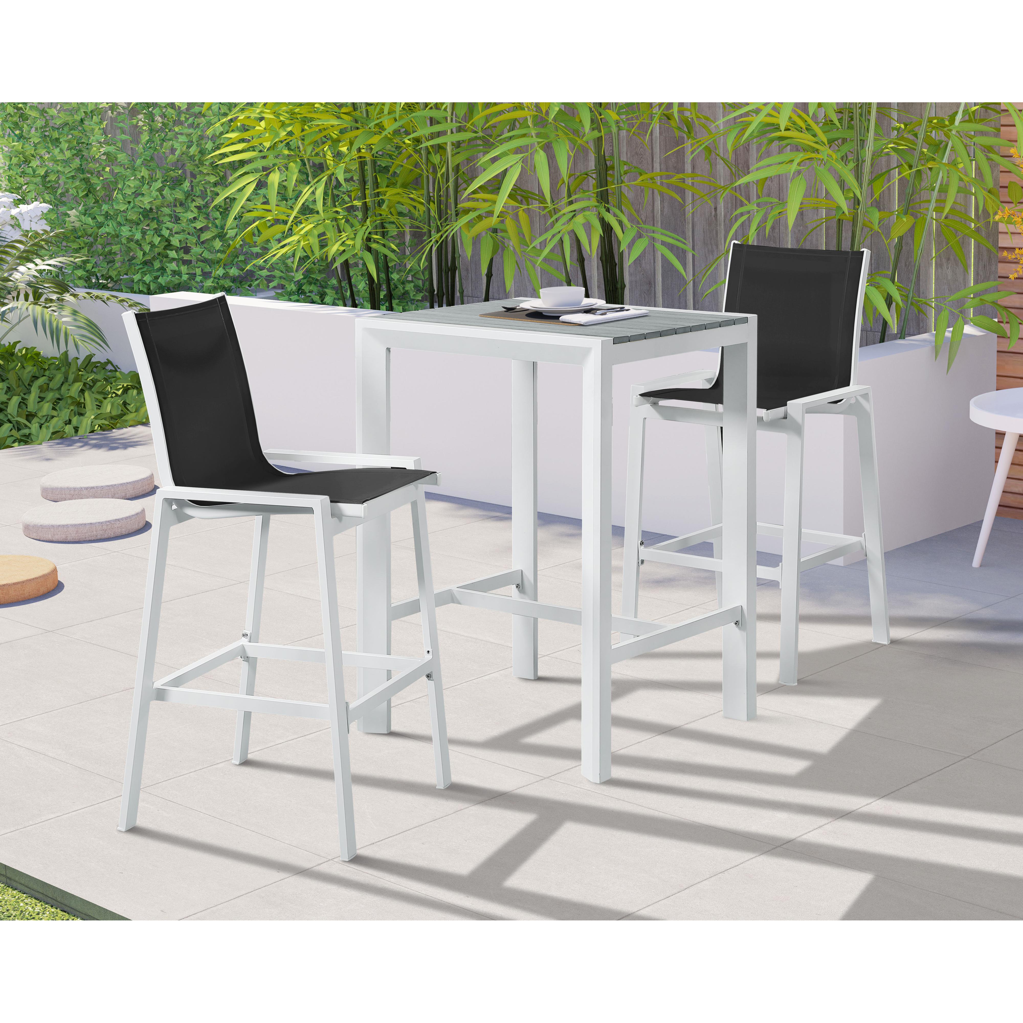 Meridian Nizuc Black Mesh Water Resistant Fabric Outdoor Patio Aluminum Mesh Barstool