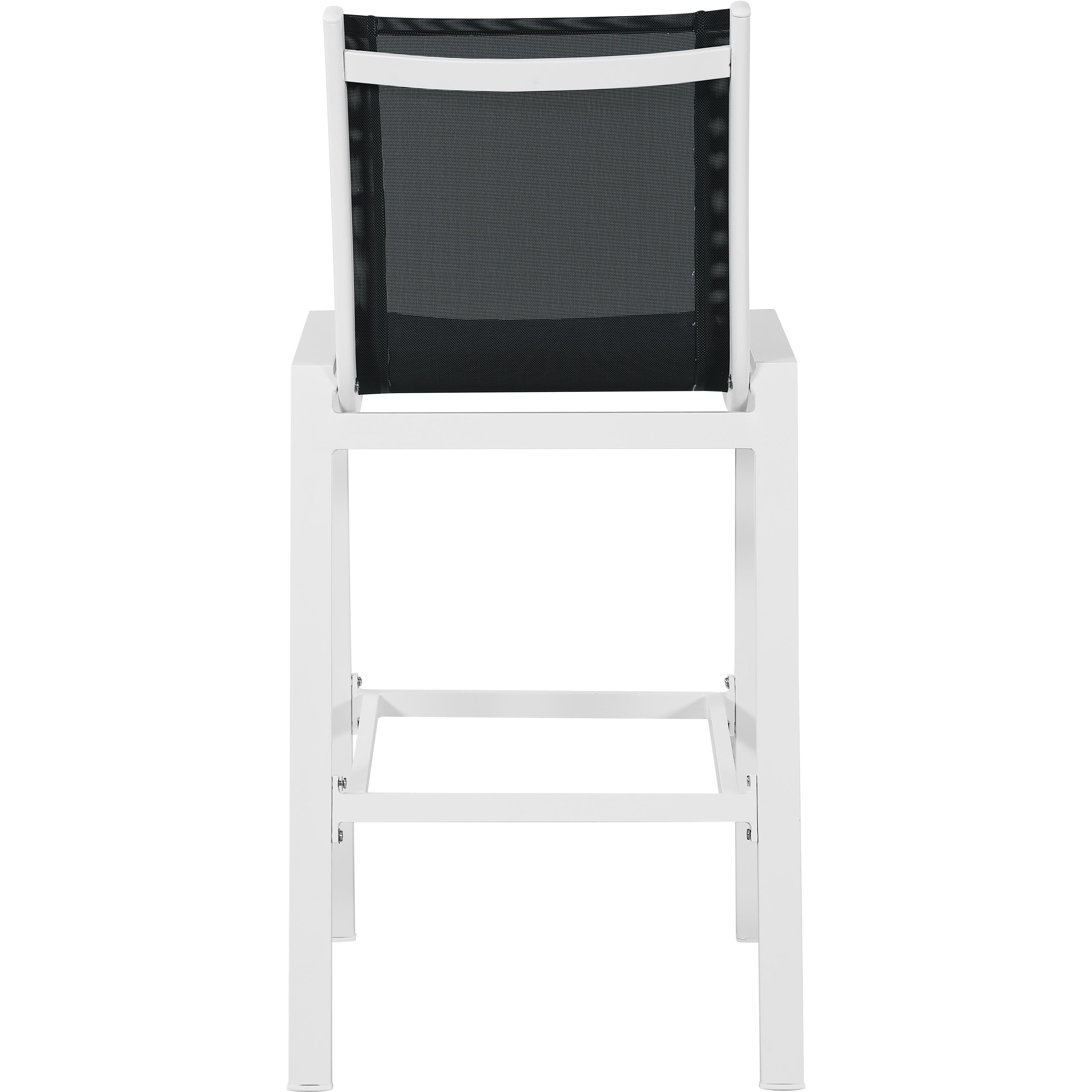 Meridian Nizuc Black Mesh Water Resistant Fabric Outdoor Patio Aluminum Mesh Barstool