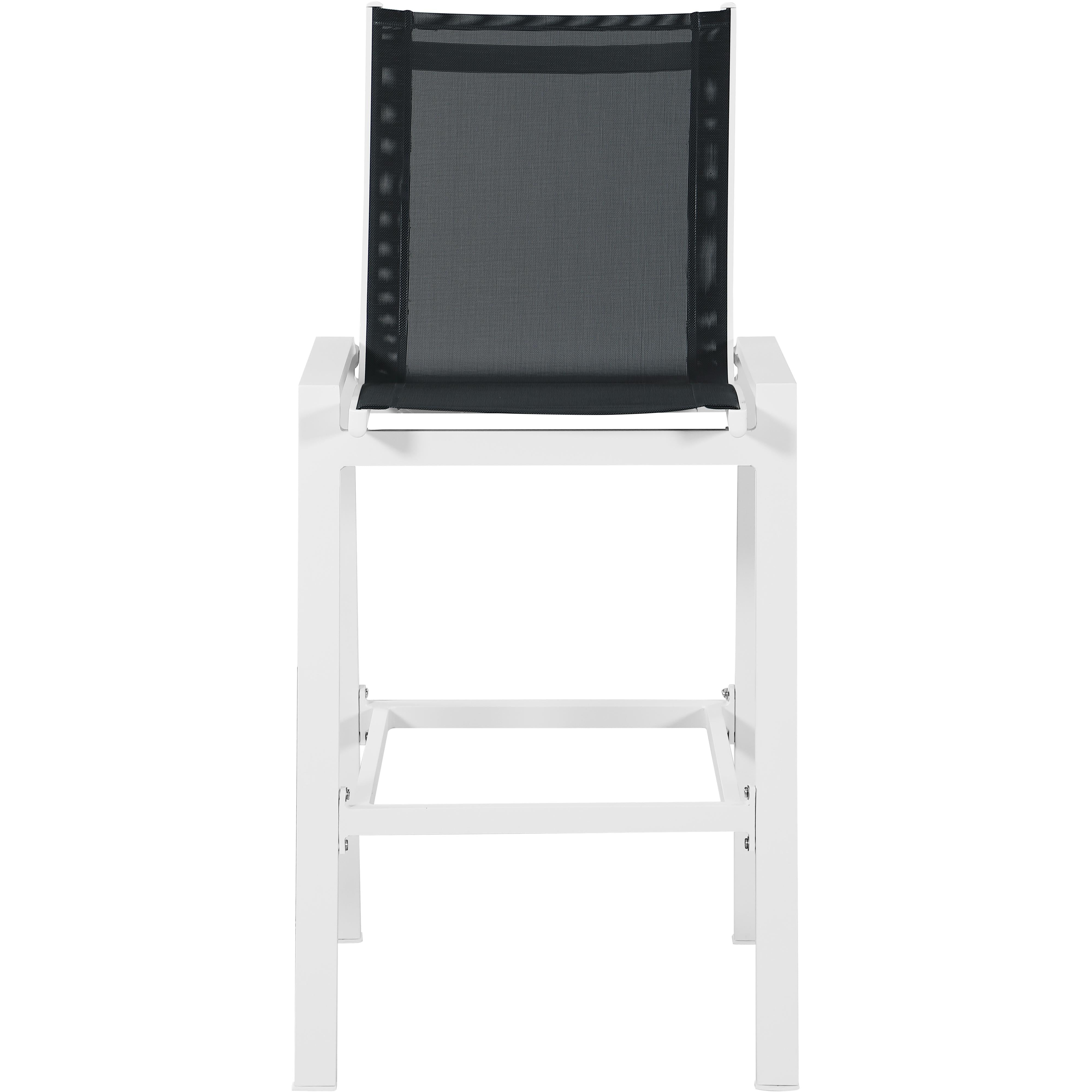 Meridian Nizuc Black Mesh Water Resistant Fabric Outdoor Patio Aluminum Mesh Barstool