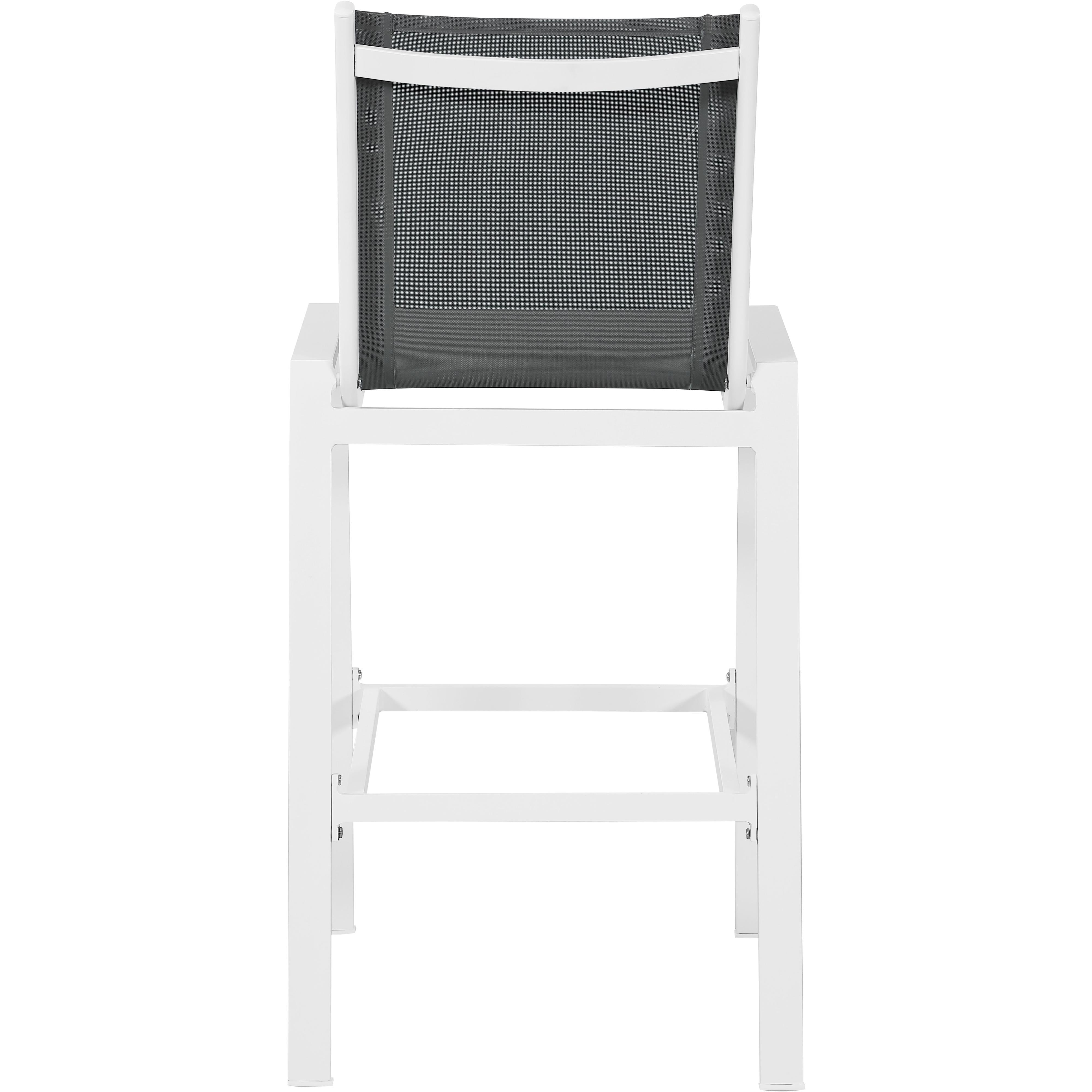 Meridian Nizuc Grey Mesh Water Resistant Fabric Outdoor Patio Aluminum Mesh Barstool