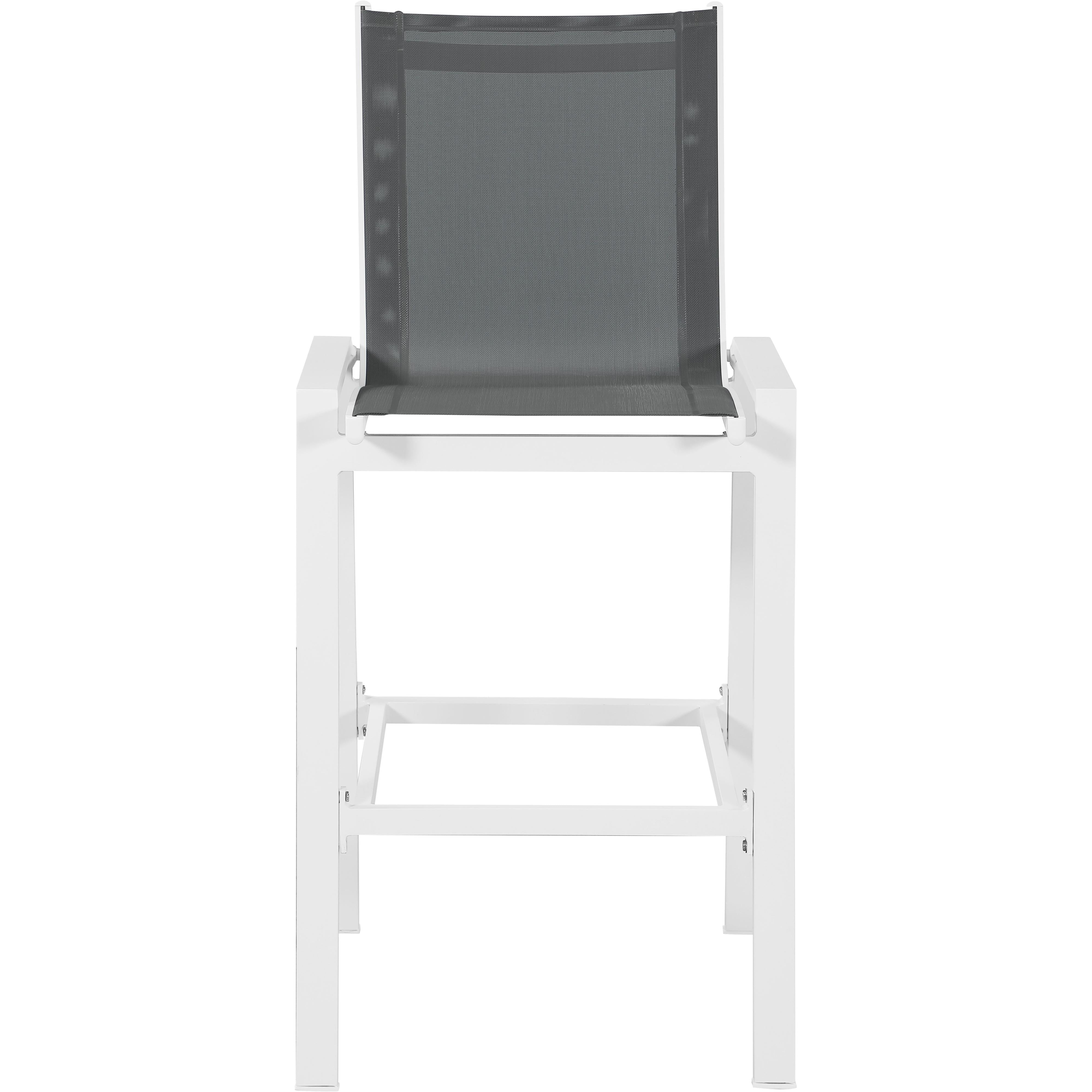 Meridian Nizuc Grey Mesh Water Resistant Fabric Outdoor Patio Aluminum Mesh Barstool