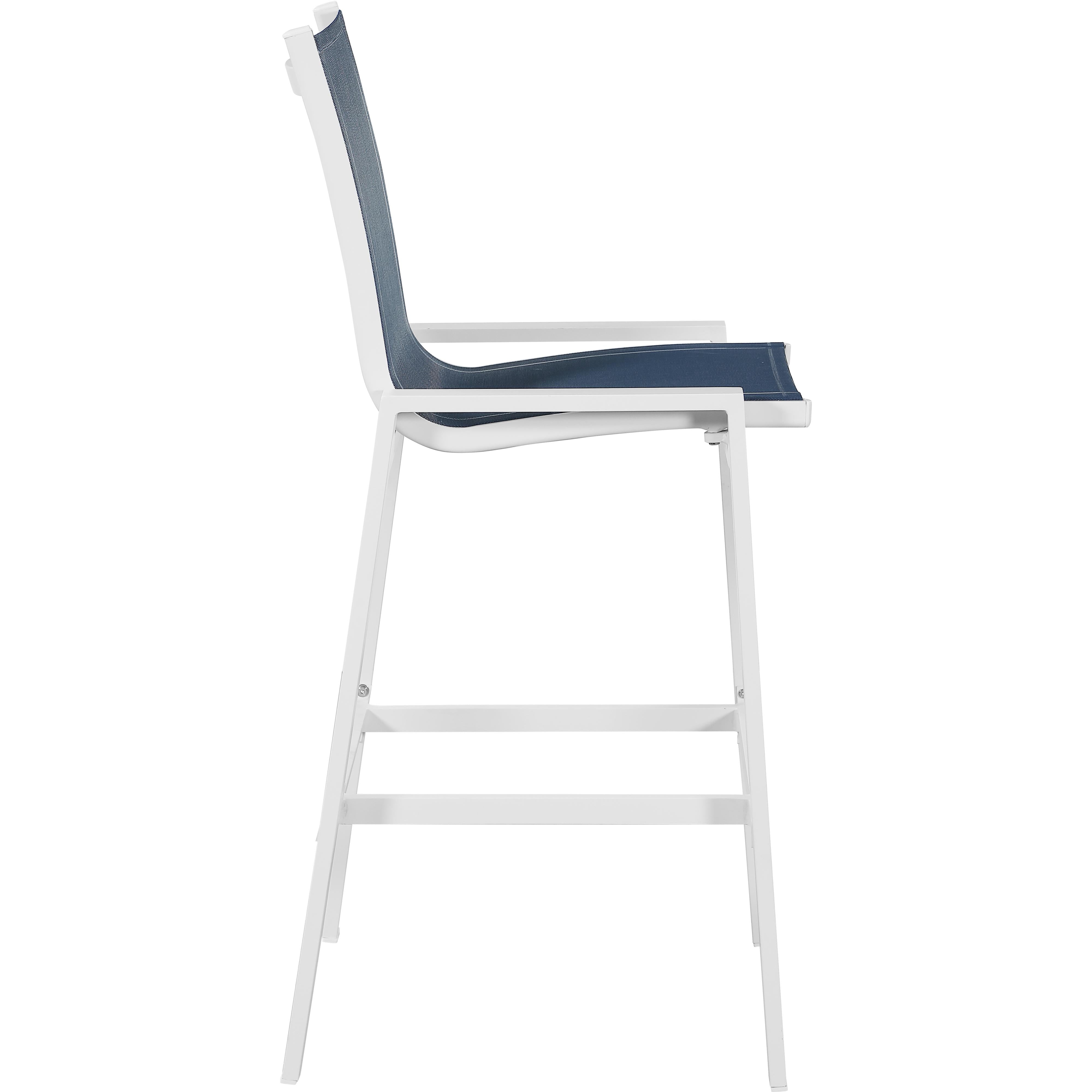 Meridian Nizuc Navy Mesh Water Resistant Fabric Outdoor Patio Aluminum Mesh Barstool