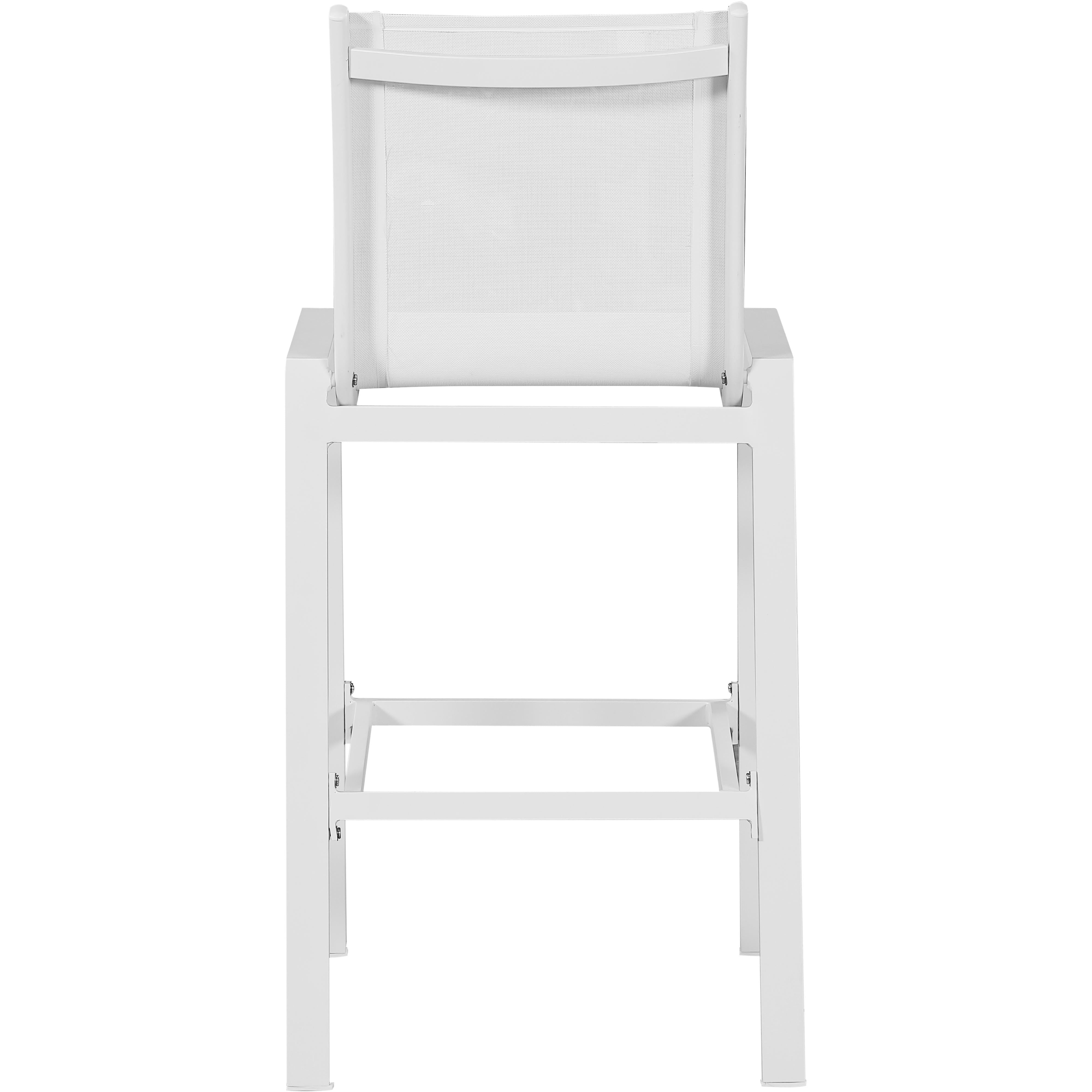 Meridian Nizuc White Mesh Water Resistant Fabric Outdoor Patio Aluminum Mesh Barstool