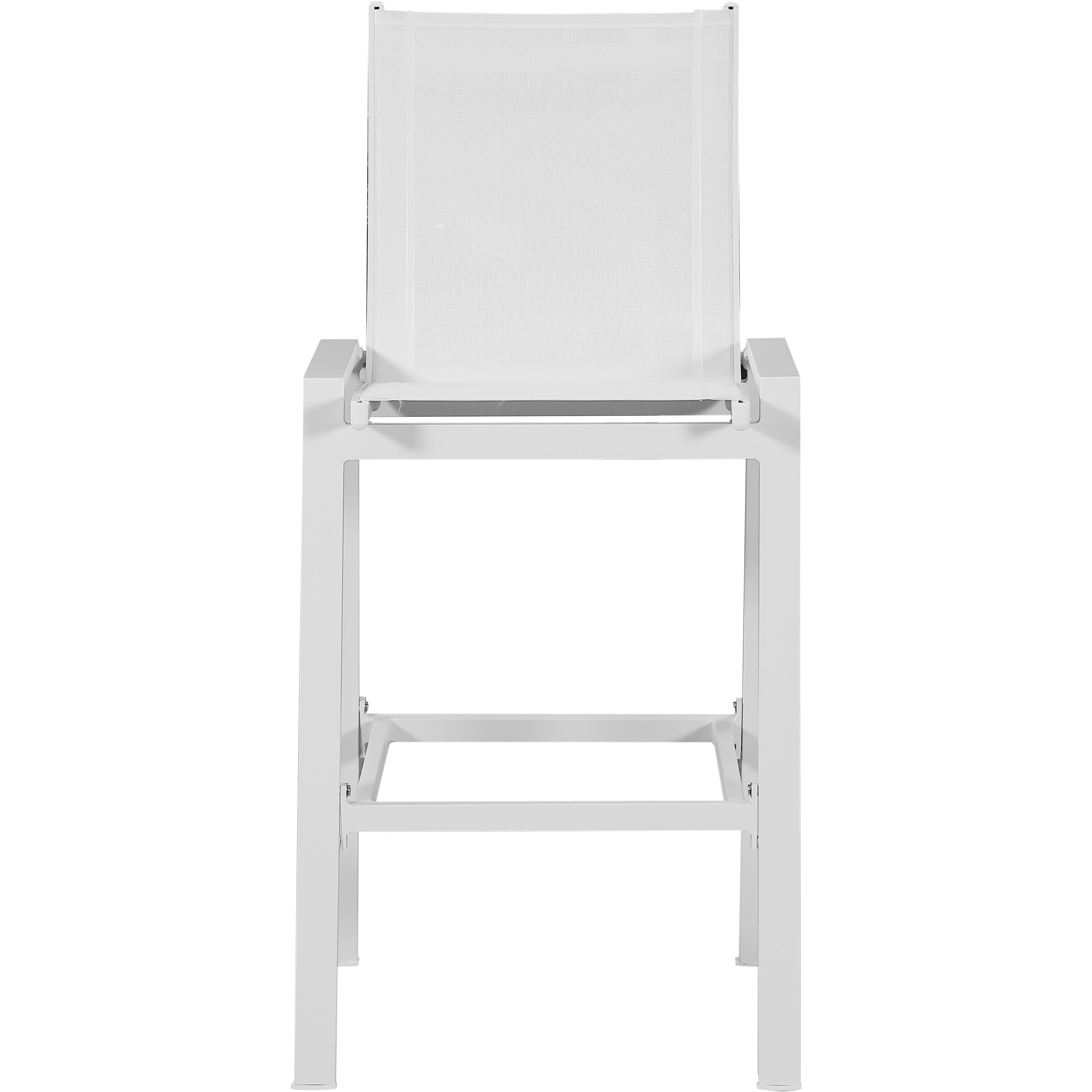 Meridian Nizuc White Mesh Water Resistant Fabric Outdoor Patio Aluminum Mesh Barstool