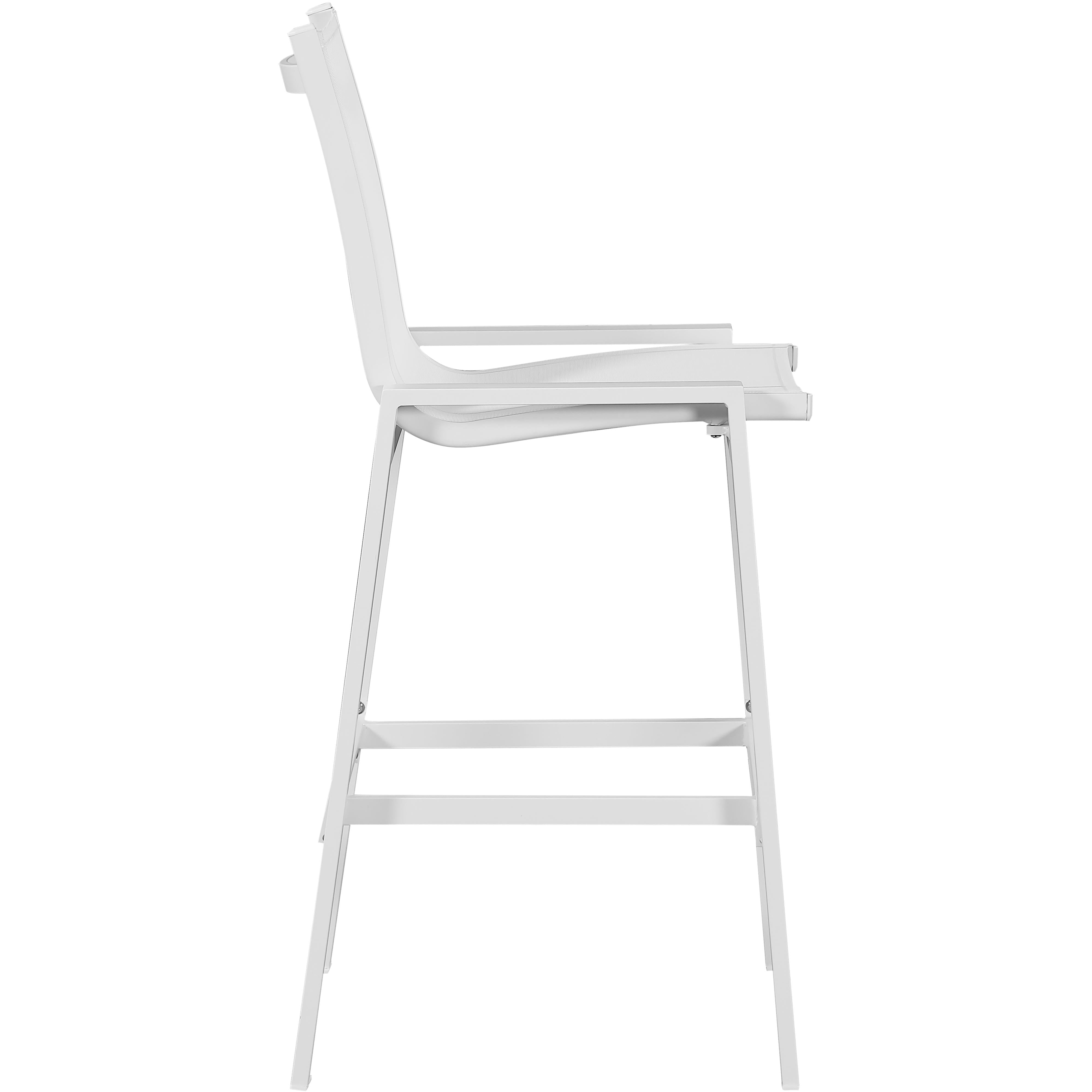 Meridian Nizuc White Mesh Water Resistant Fabric Outdoor Patio Aluminum Mesh Barstool