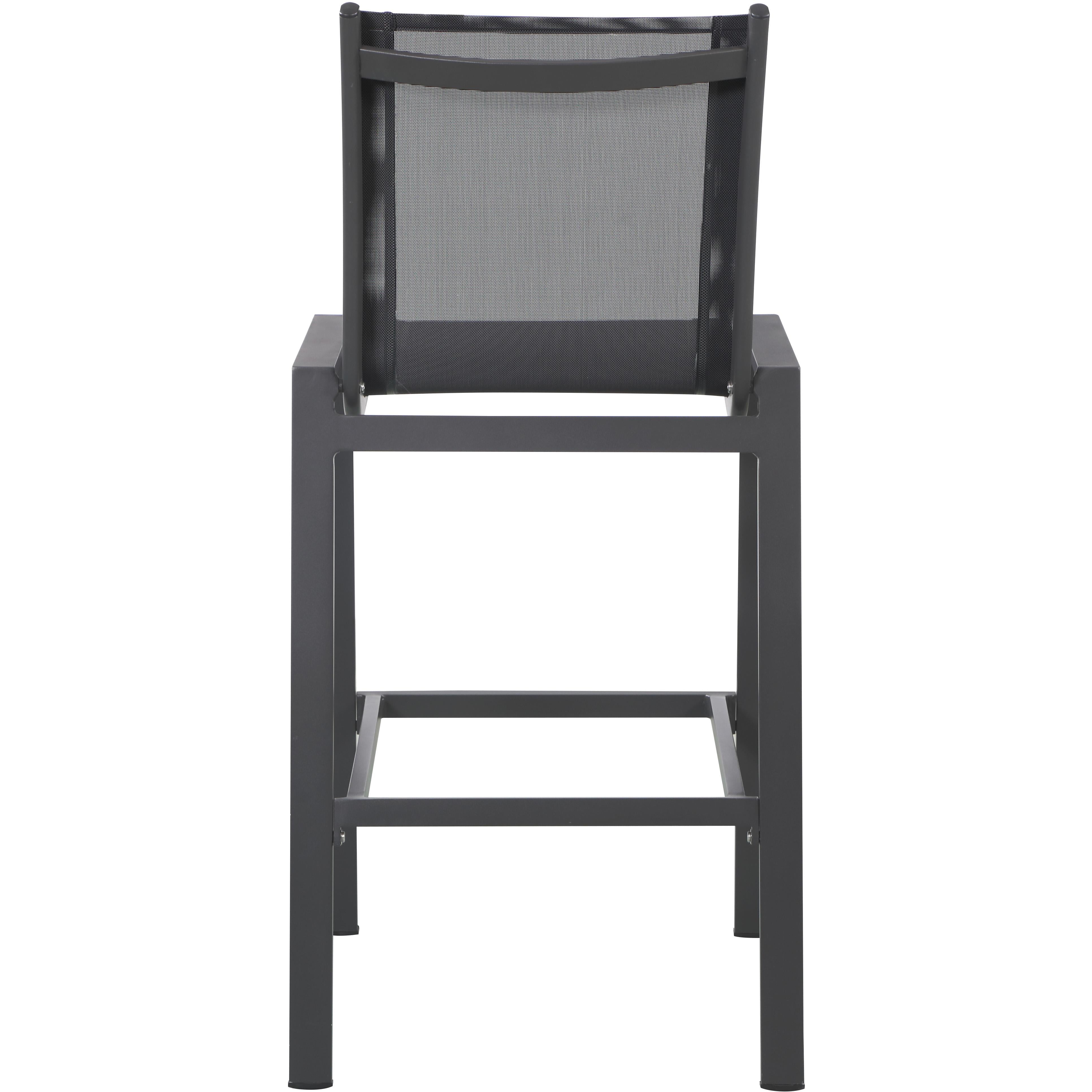 Meridian Nizuc Black Mesh Water Resistant Fabric Outdoor Patio Aluminum Mesh Barstool