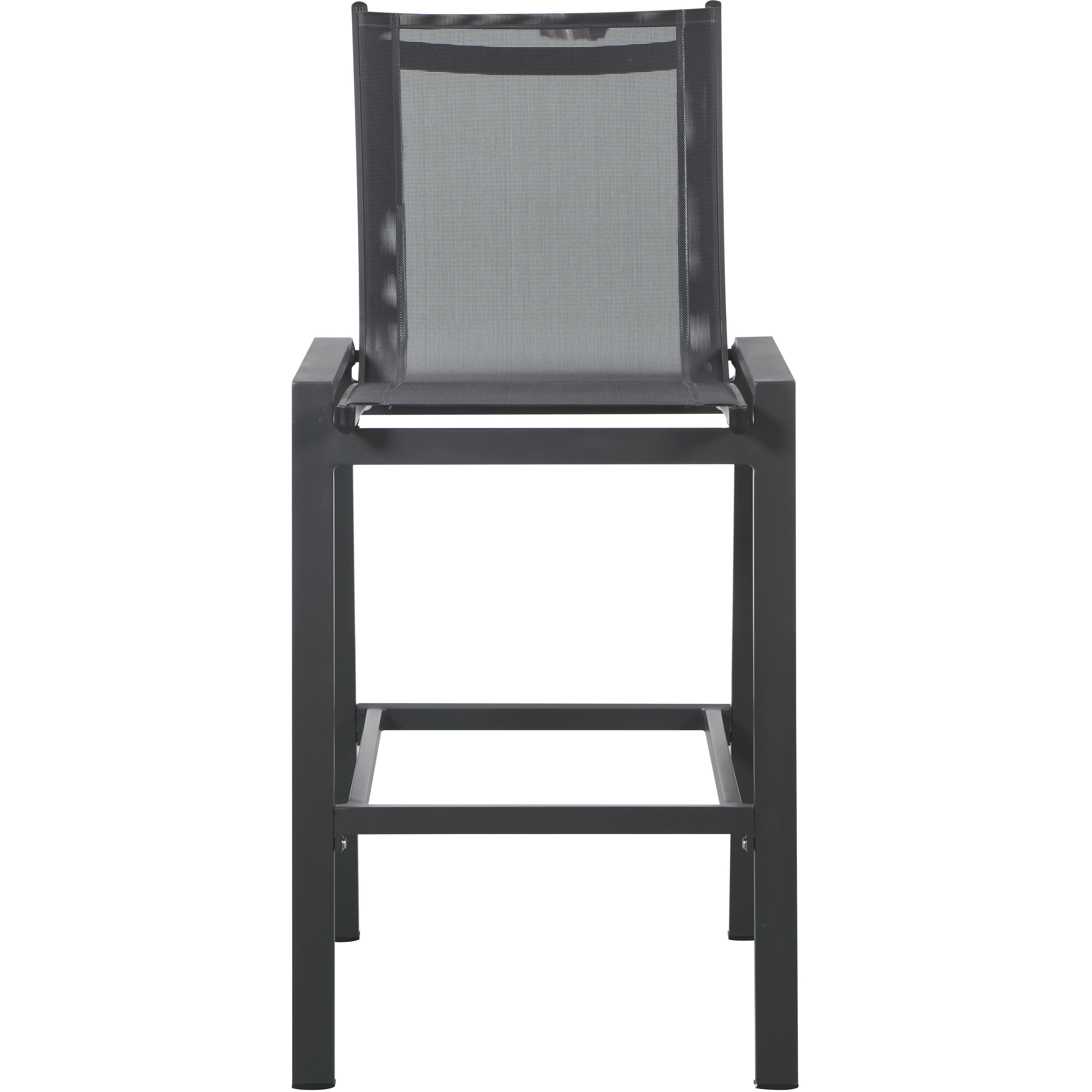 Meridian Nizuc Black Mesh Water Resistant Fabric Outdoor Patio Aluminum Mesh Barstool