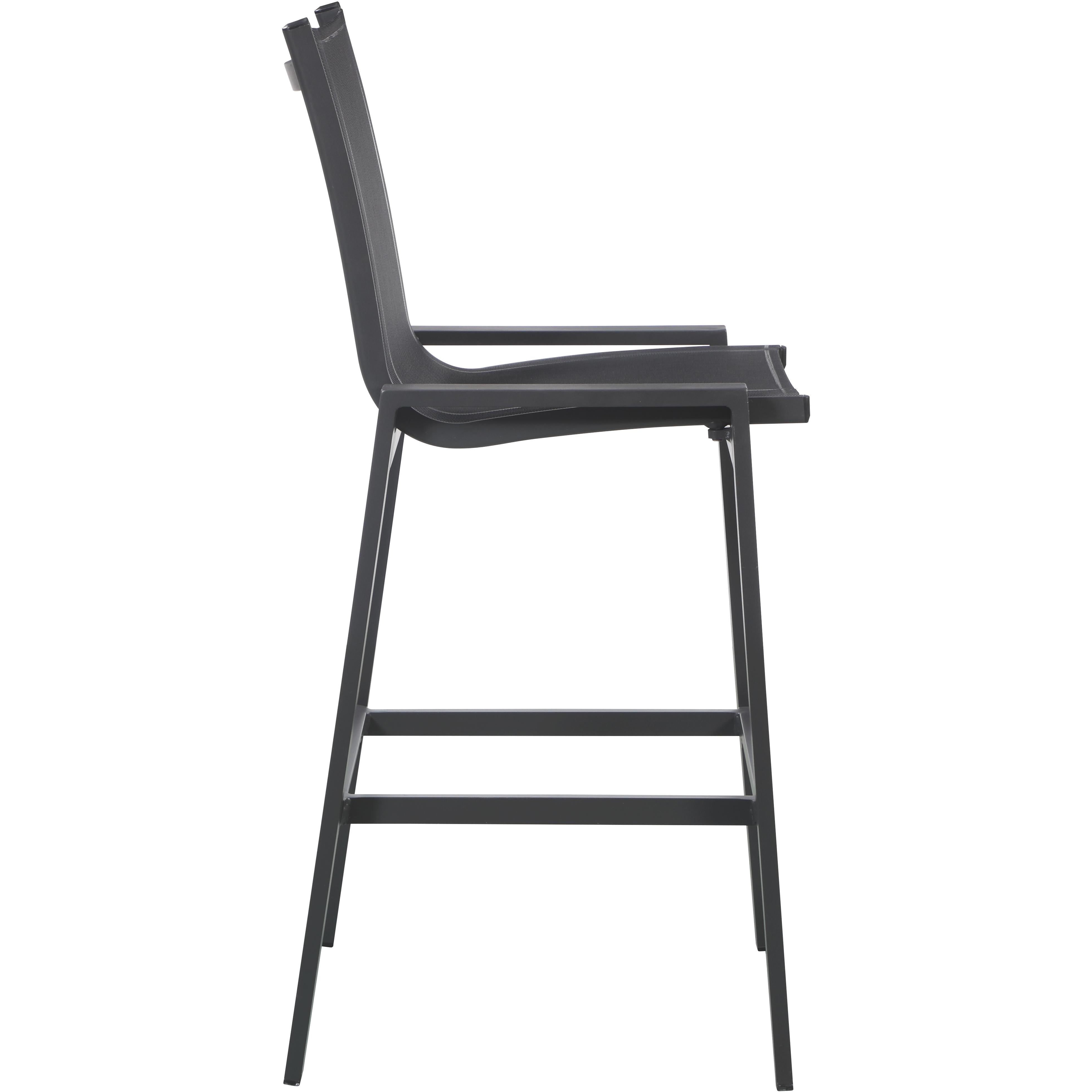 Meridian Nizuc Black Mesh Water Resistant Fabric Outdoor Patio Aluminum Mesh Barstool