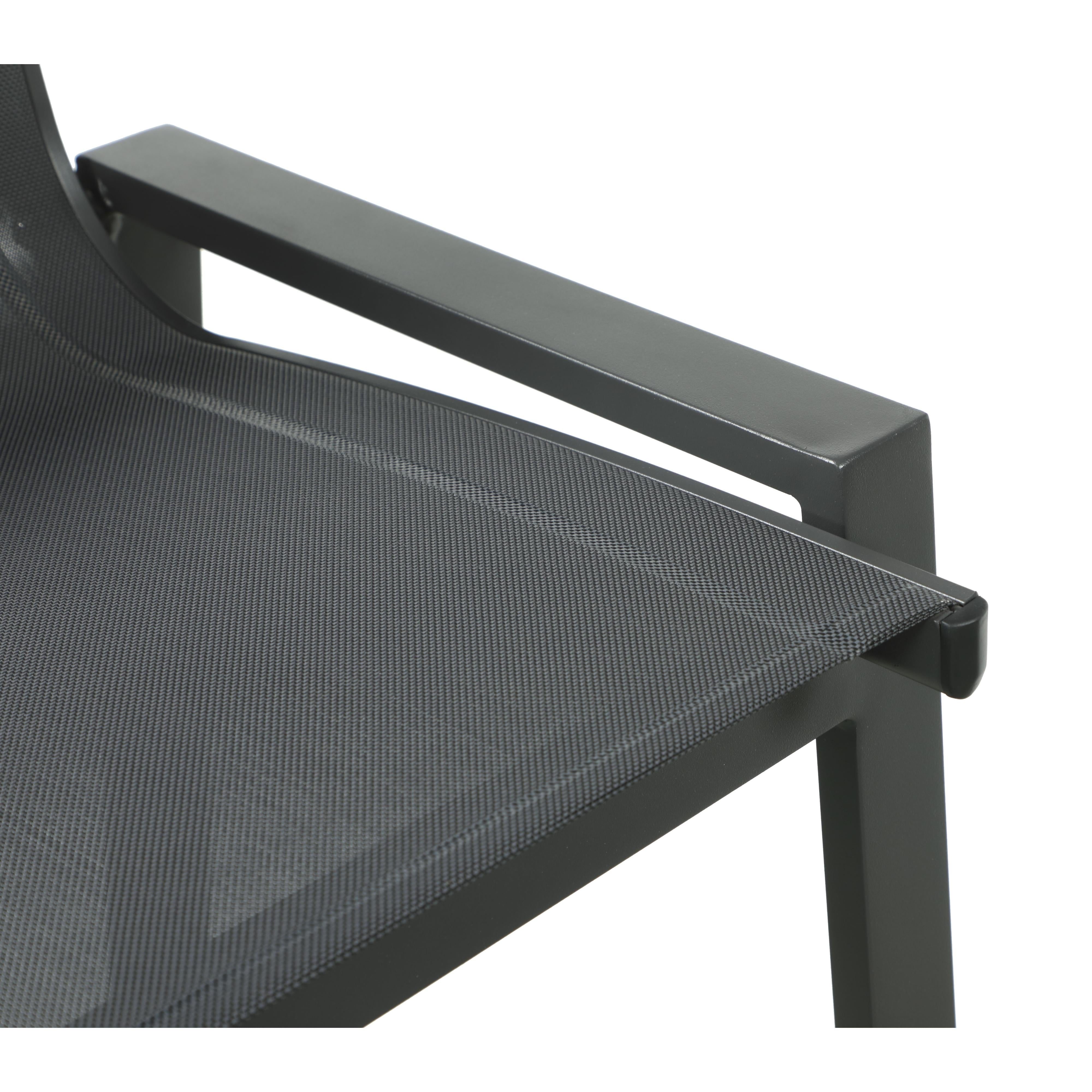 Meridian Nizuc Black Mesh Water Resistant Fabric Outdoor Patio Aluminum Mesh Barstool