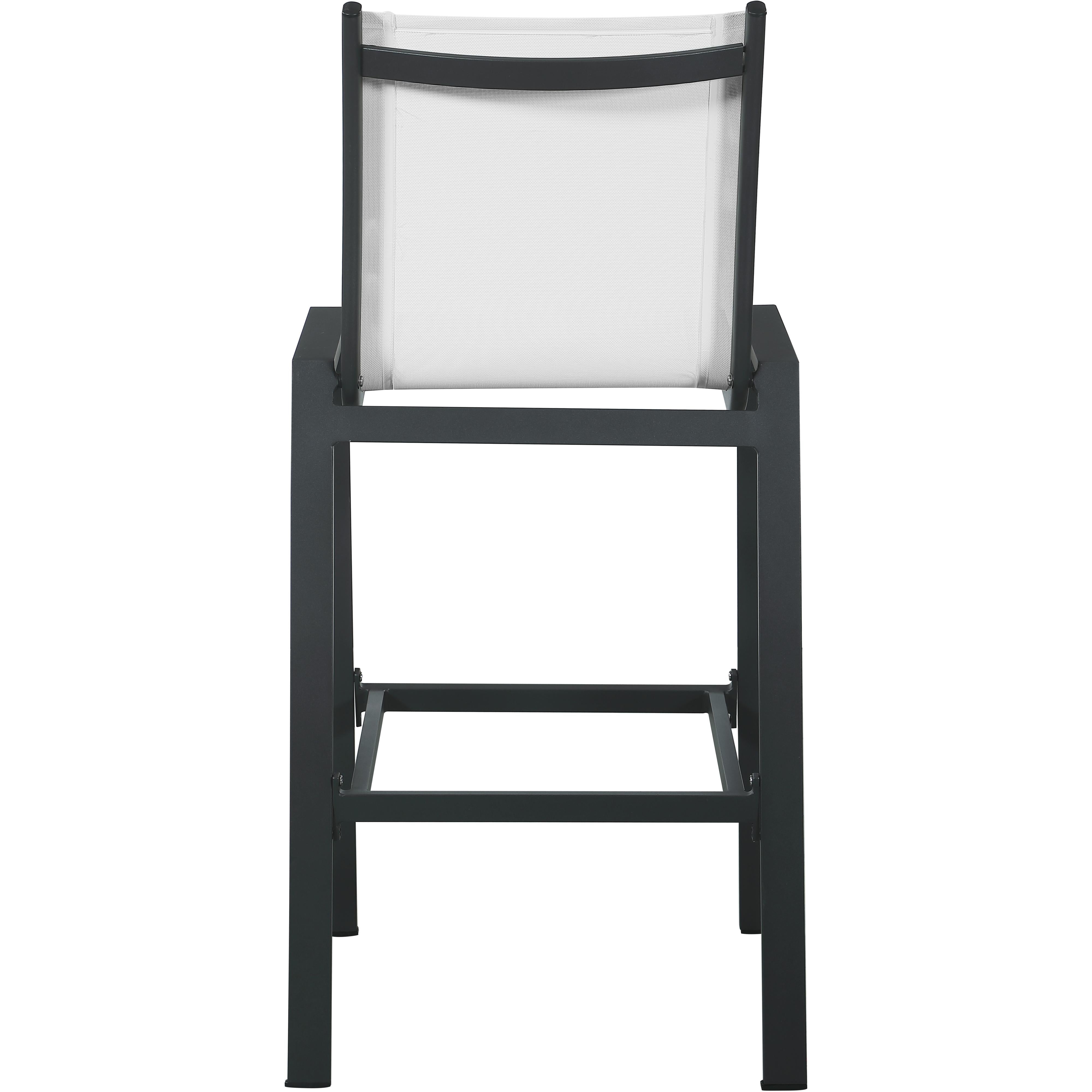 Meridian Nizuc White Mesh Water Resistant Fabric Outdoor Patio Aluminum Mesh Barstool