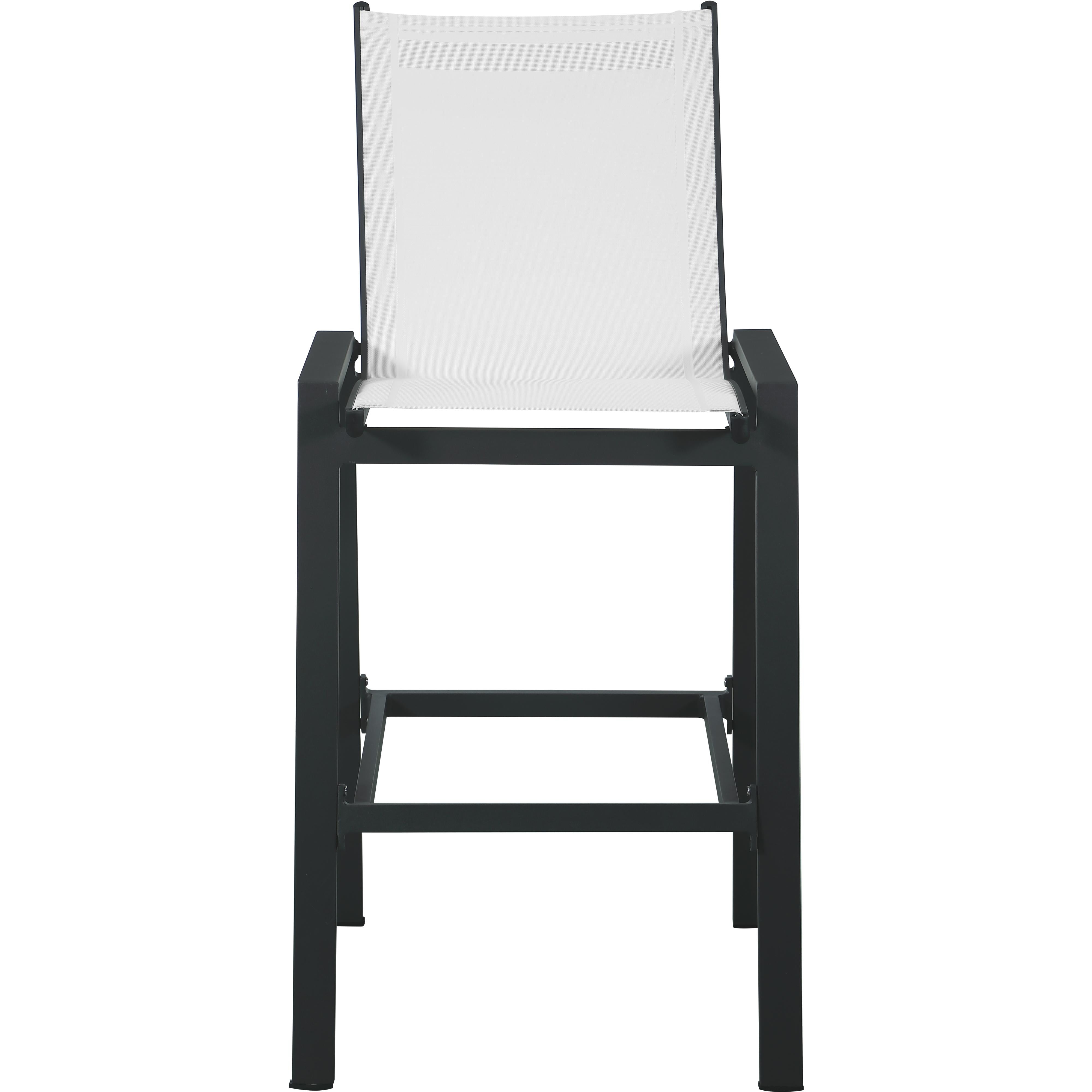Meridian Nizuc White Mesh Water Resistant Fabric Outdoor Patio Aluminum Mesh Barstool