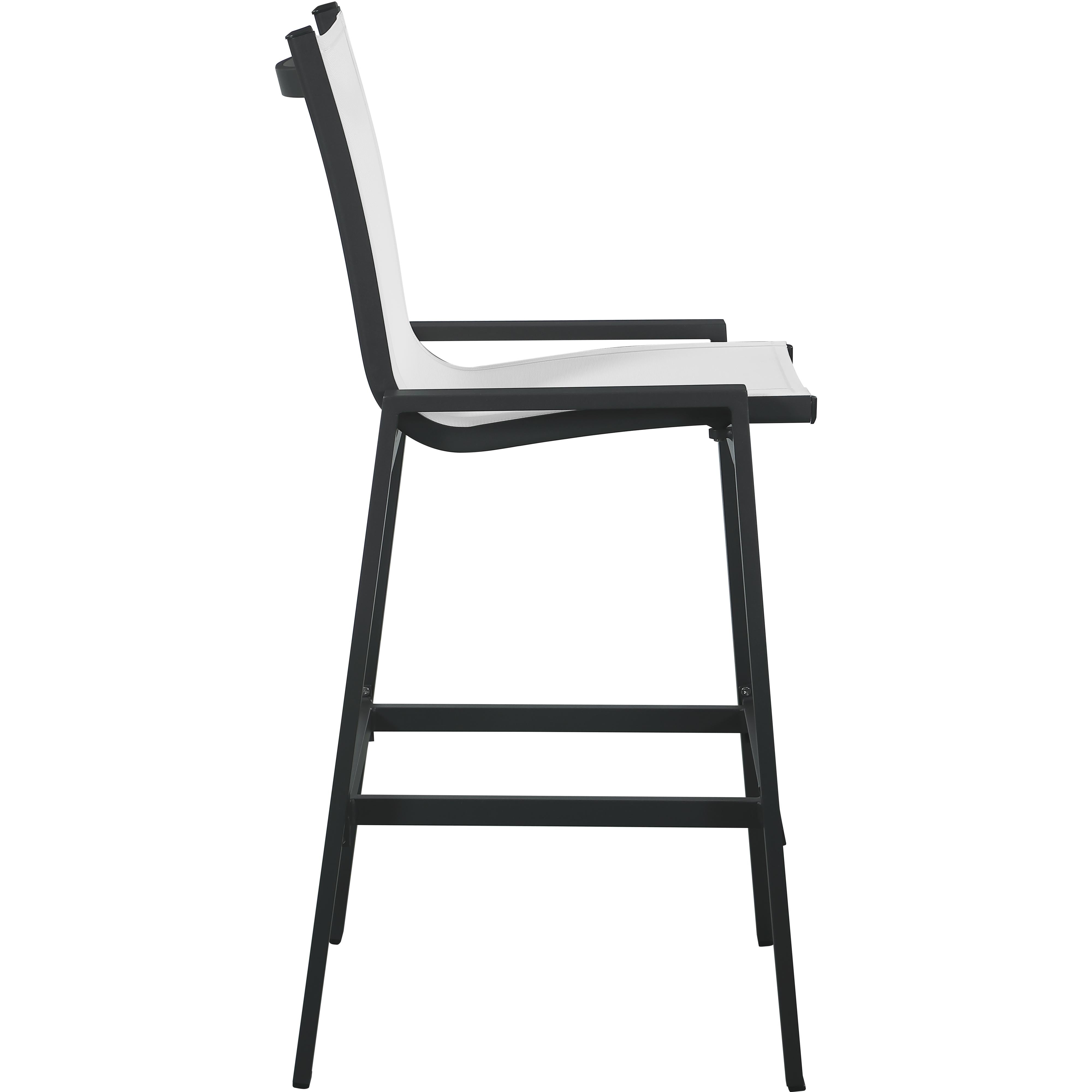 Meridian Nizuc White Mesh Water Resistant Fabric Outdoor Patio Aluminum Mesh Barstool
