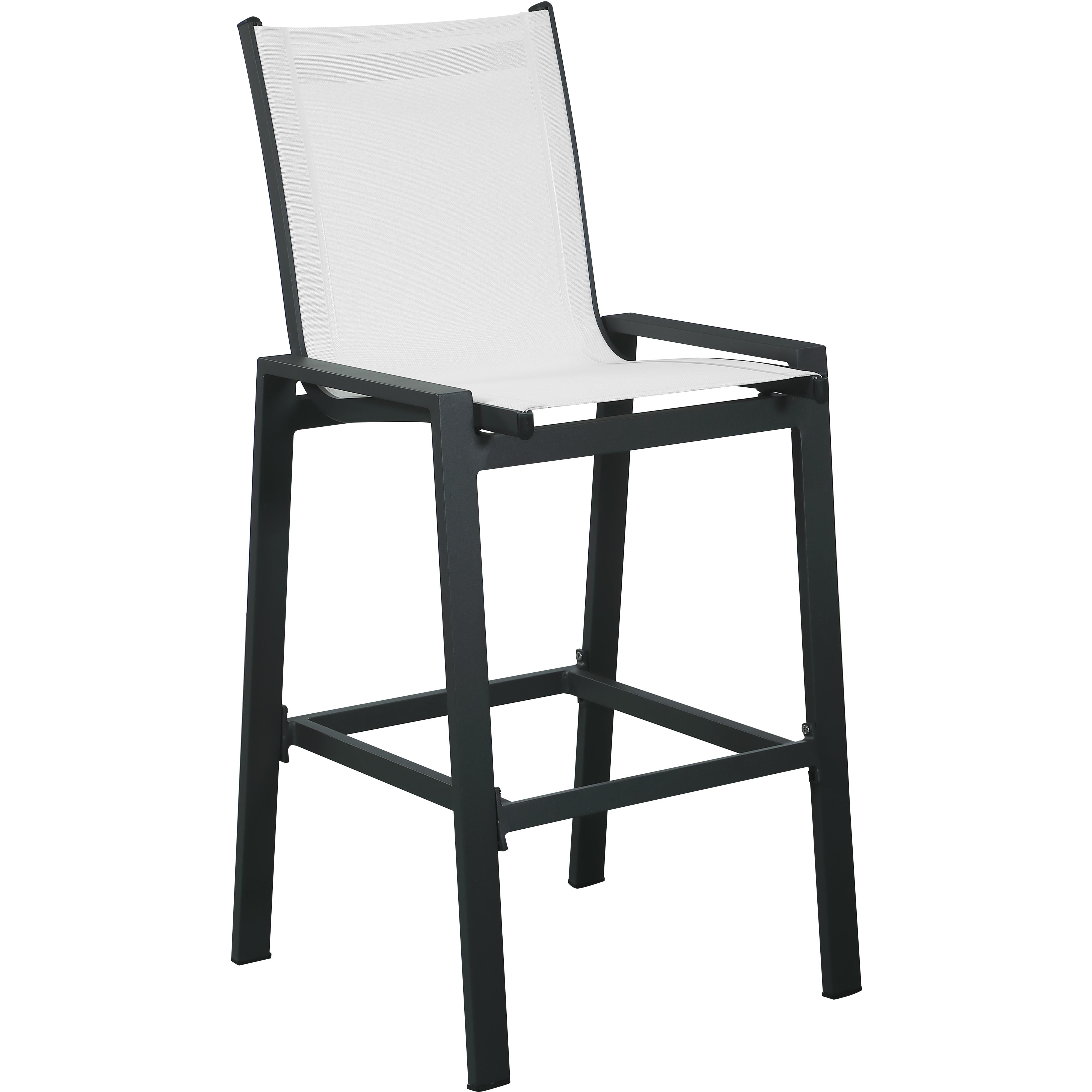 Meridian Nizuc White Mesh Water Resistant Fabric Outdoor Patio Aluminum Mesh Barstool