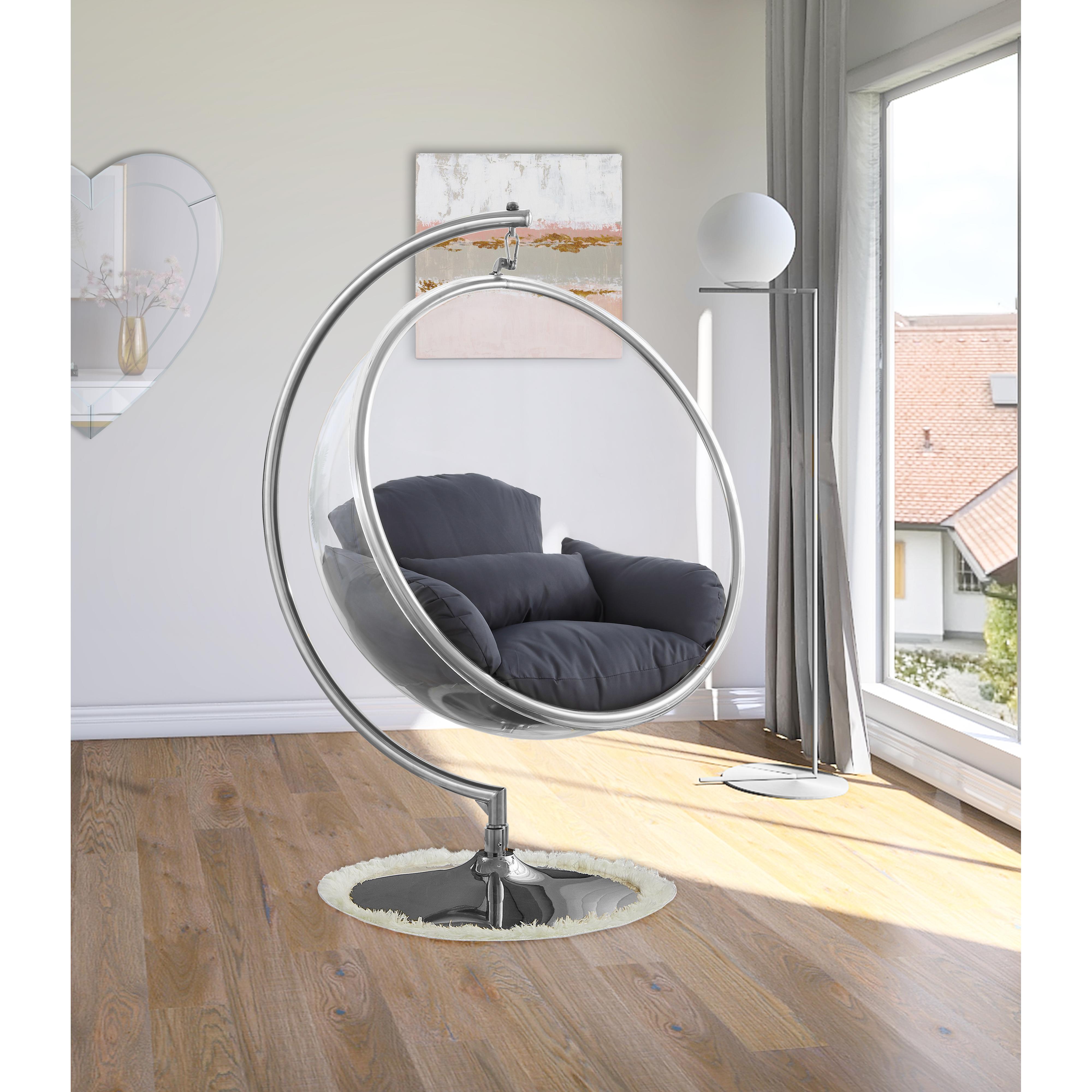Meridian Luna Grey Durable Fabric Acrylic Swing Chair