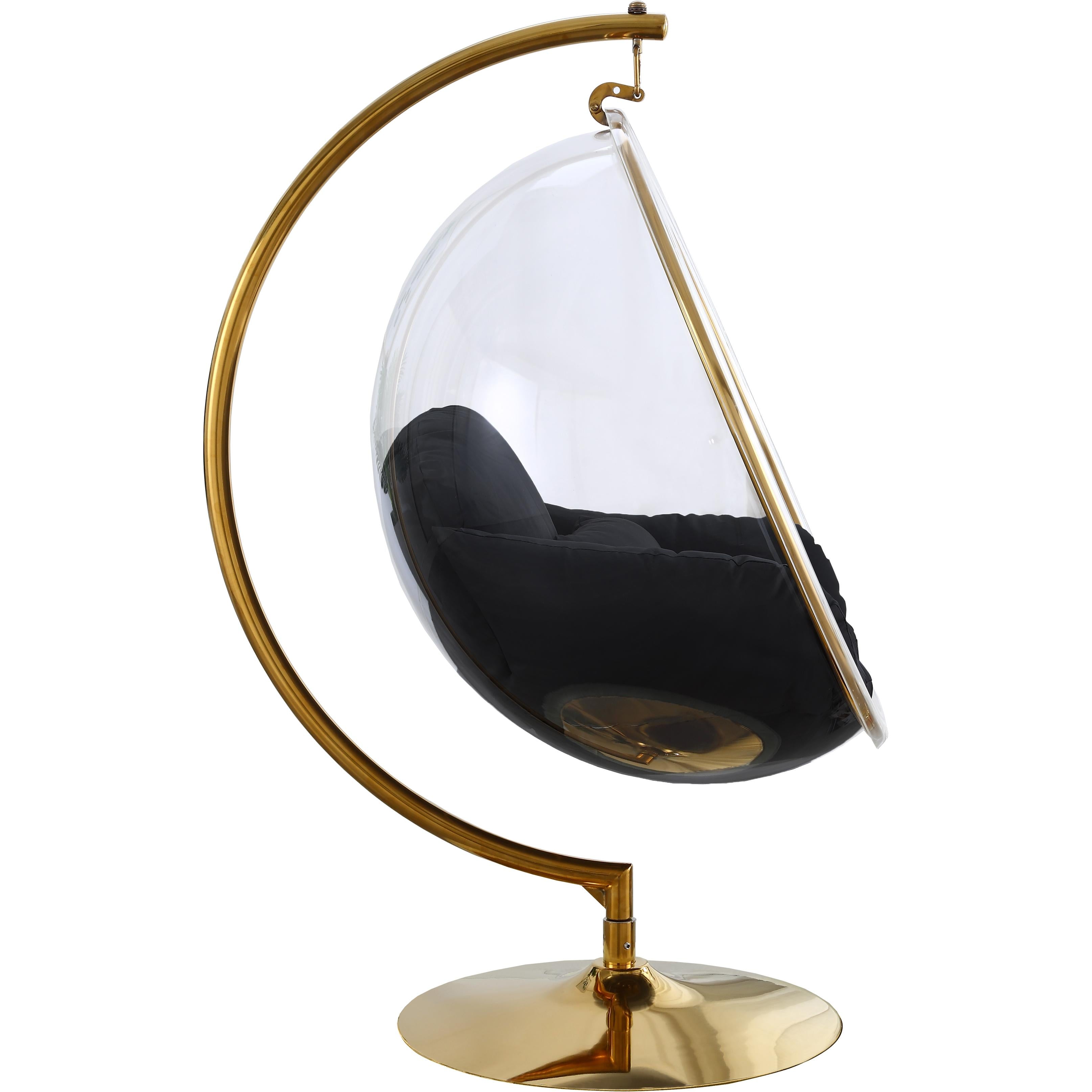 Meridian Luna Black Fabric Acrylic Swing Bubble Accent Chair (2 Boxes)