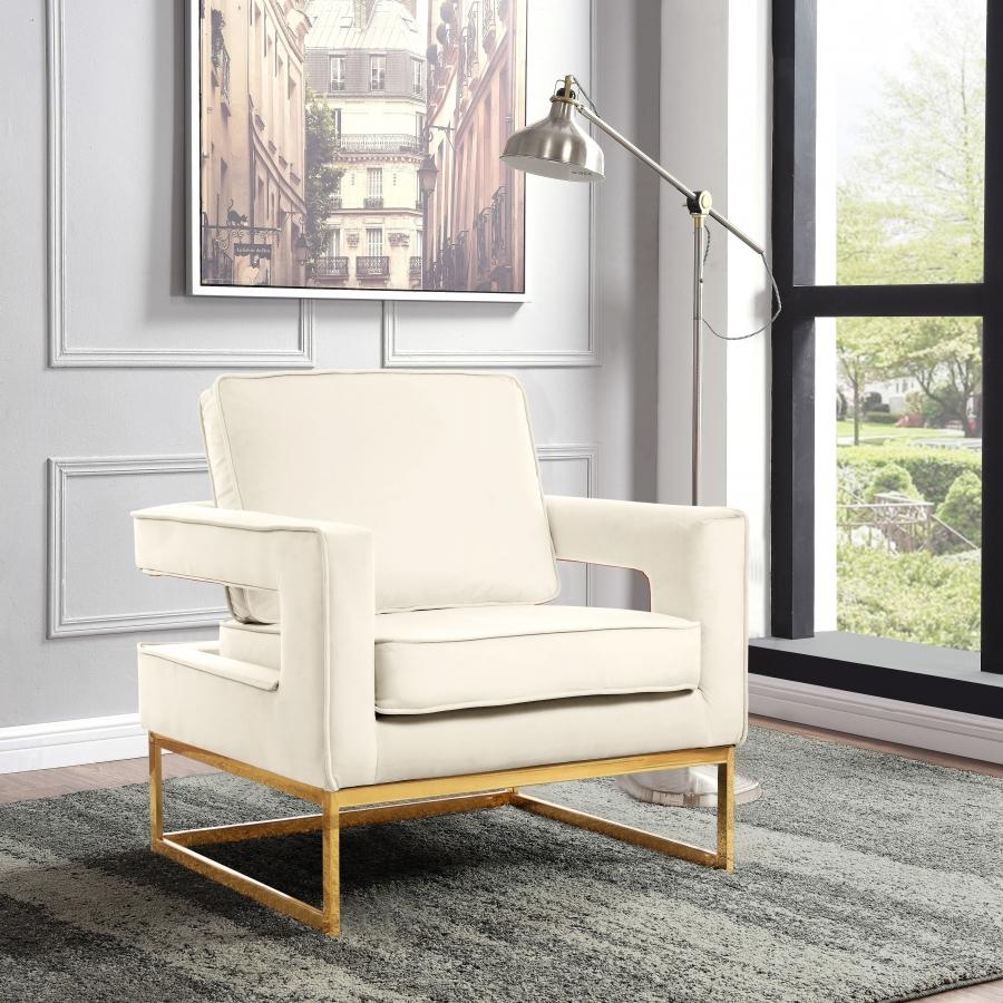 Meridian Noah Cream Velvet Accent Chair