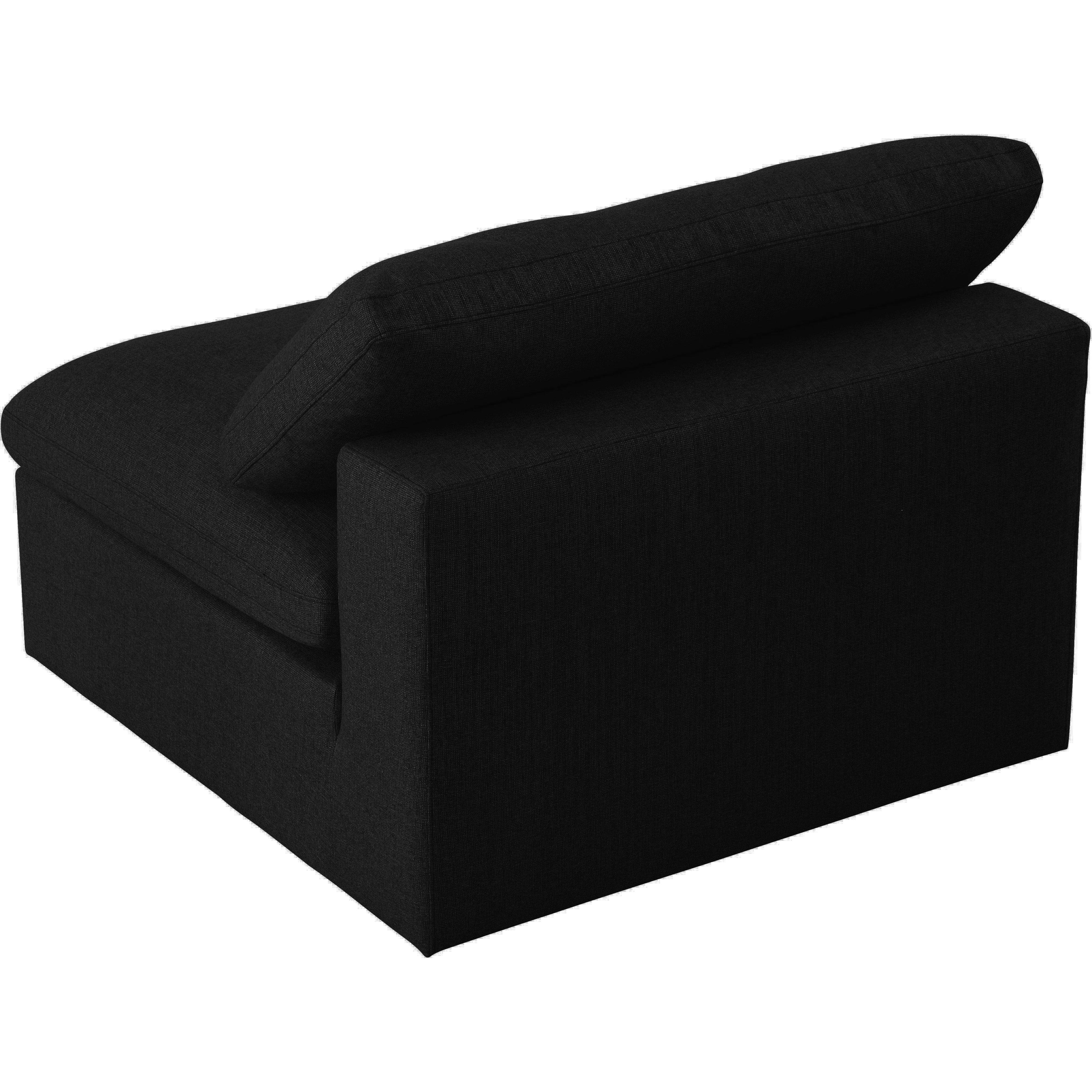 Meridian Serene Black Linen Textured Fabric Deluxe Comfort Modular Armless Chair