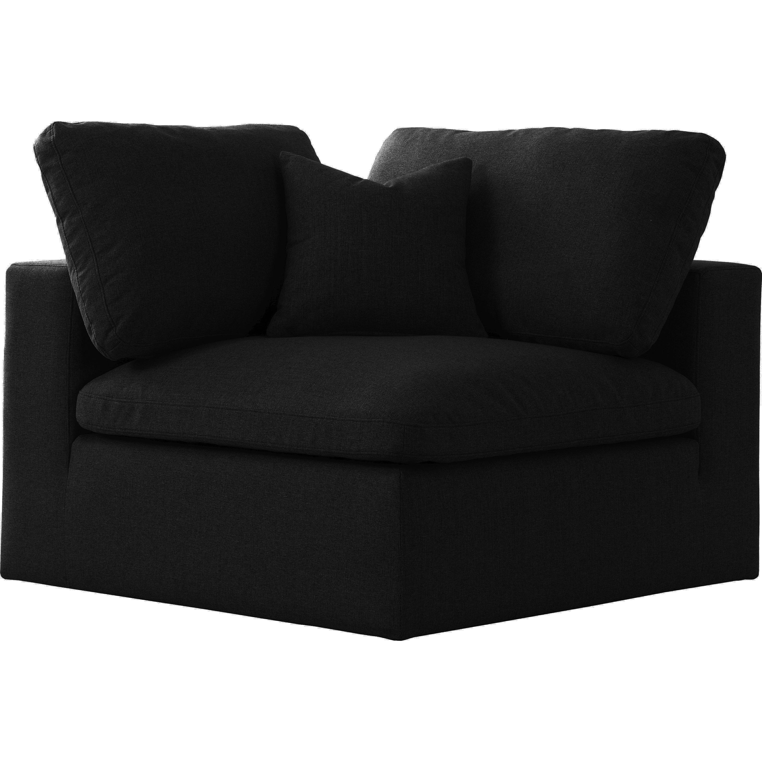 Meridian Serene Black Linen Textured Fabric Deluxe Comfort Modular Corner Chair