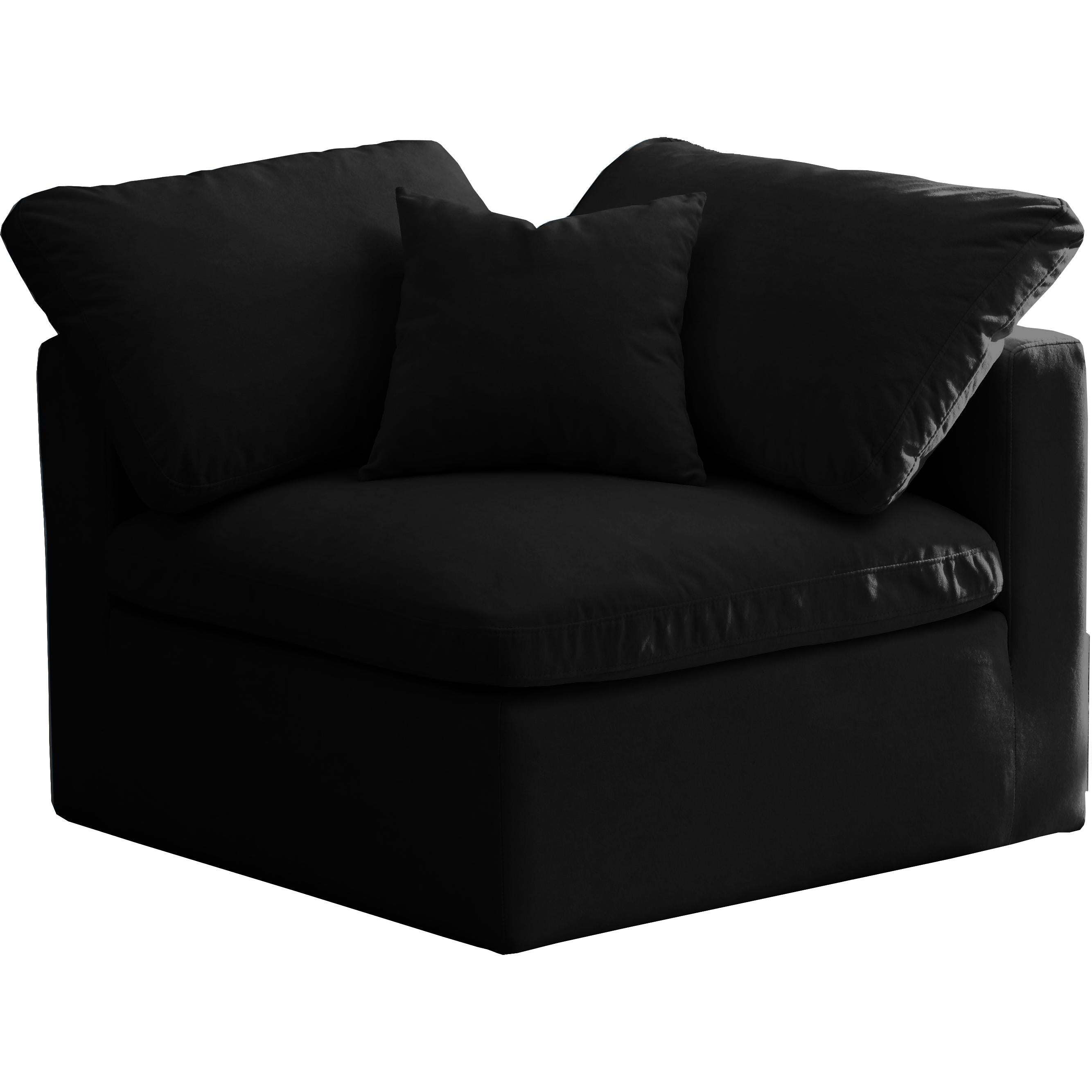 Meridian Plush Black Velvet Standard Comfort Modular Corner Chair