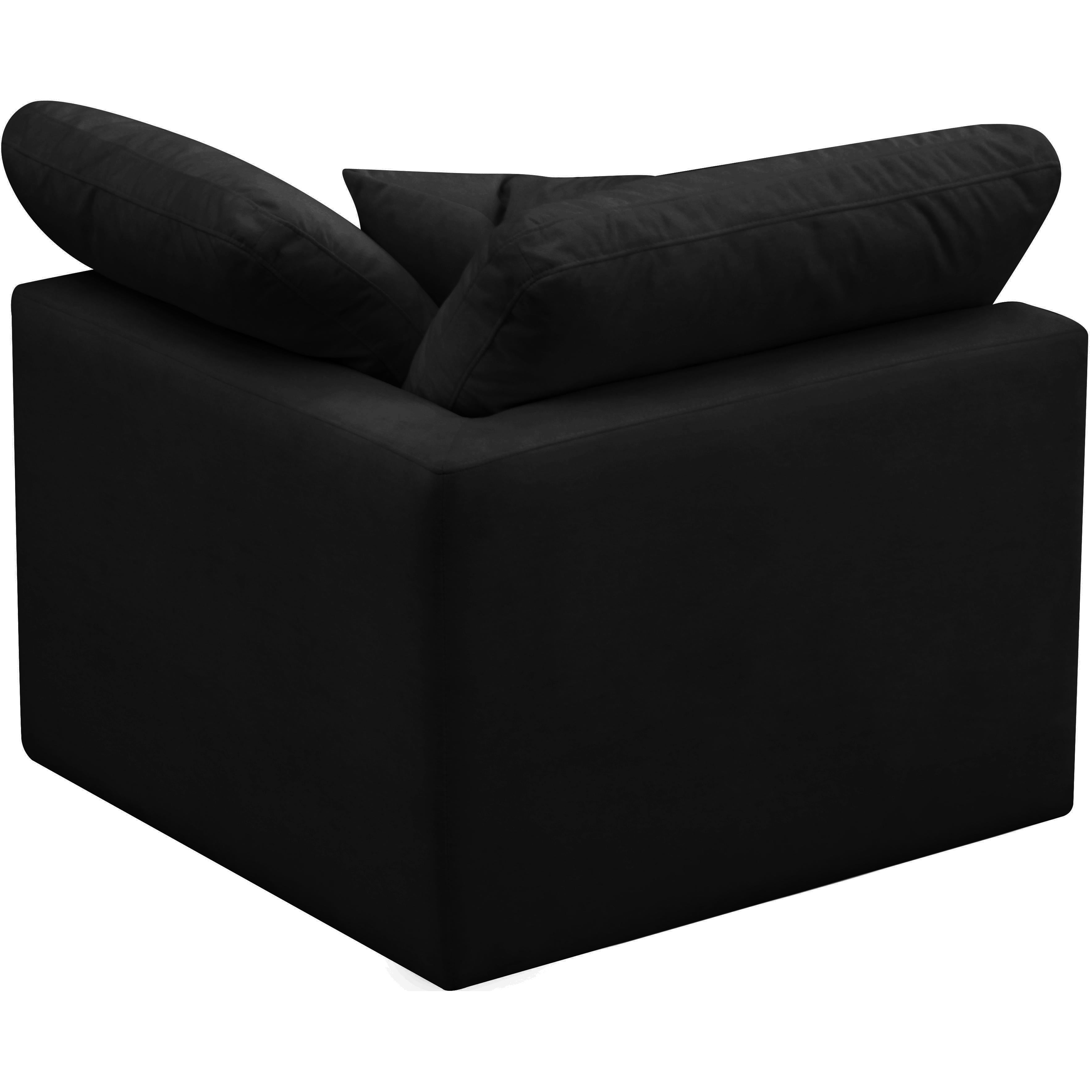 Meridian Plush Black Velvet Standard Comfort Modular Corner Chair