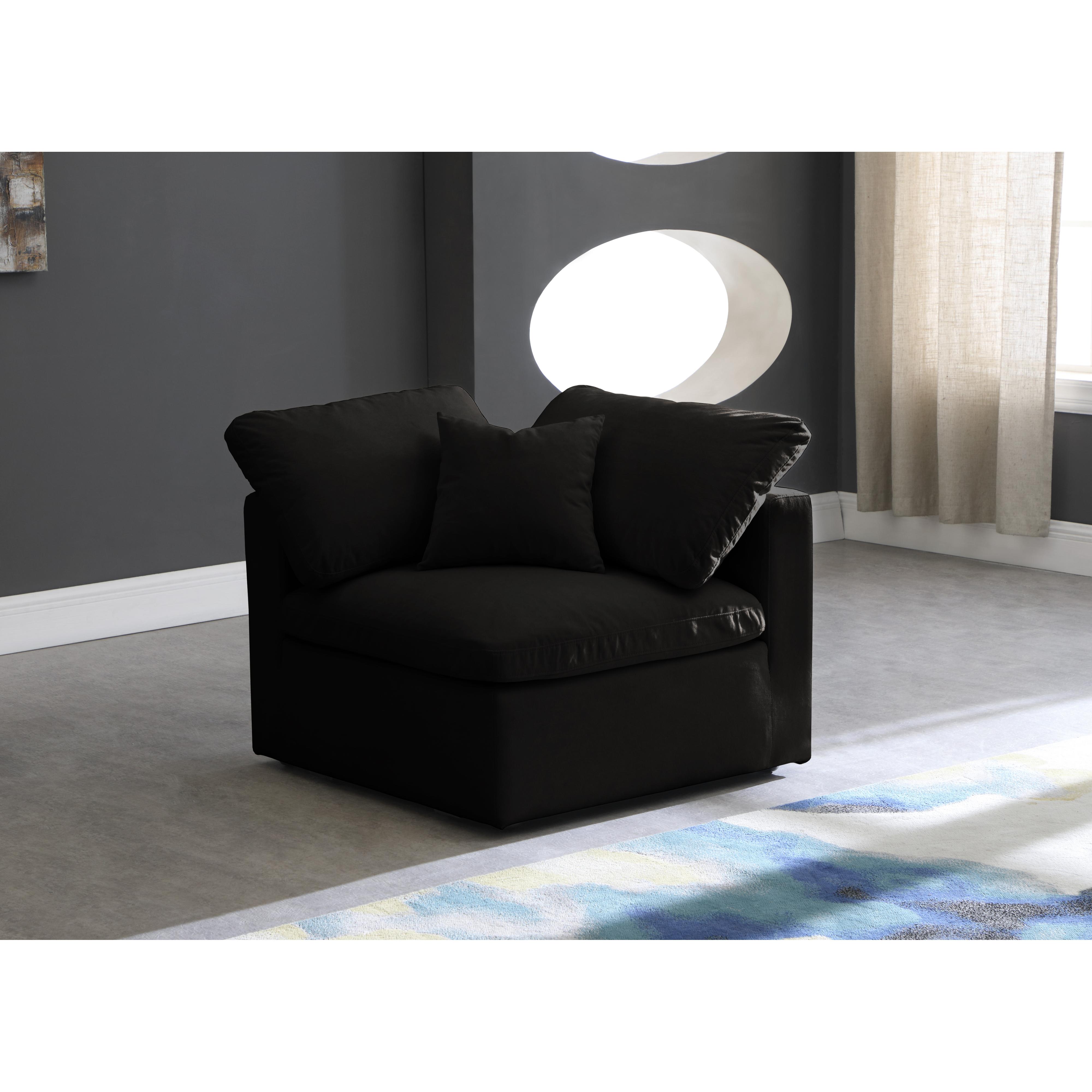 Meridian Plush Black Velvet Standard Comfort Modular Corner Chair