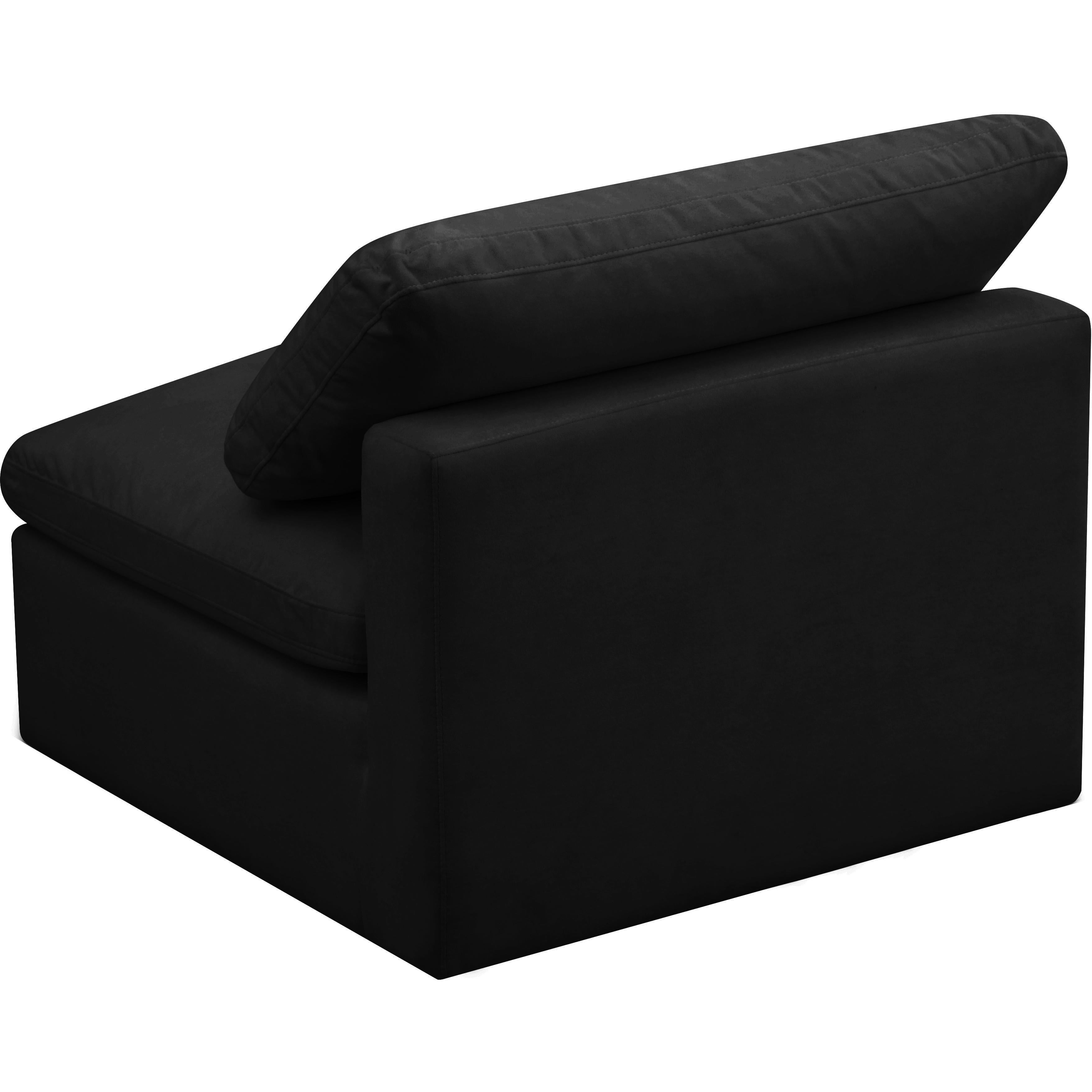 Meridian Plush Black Velvet Standard Comfort Modular Armless Chair