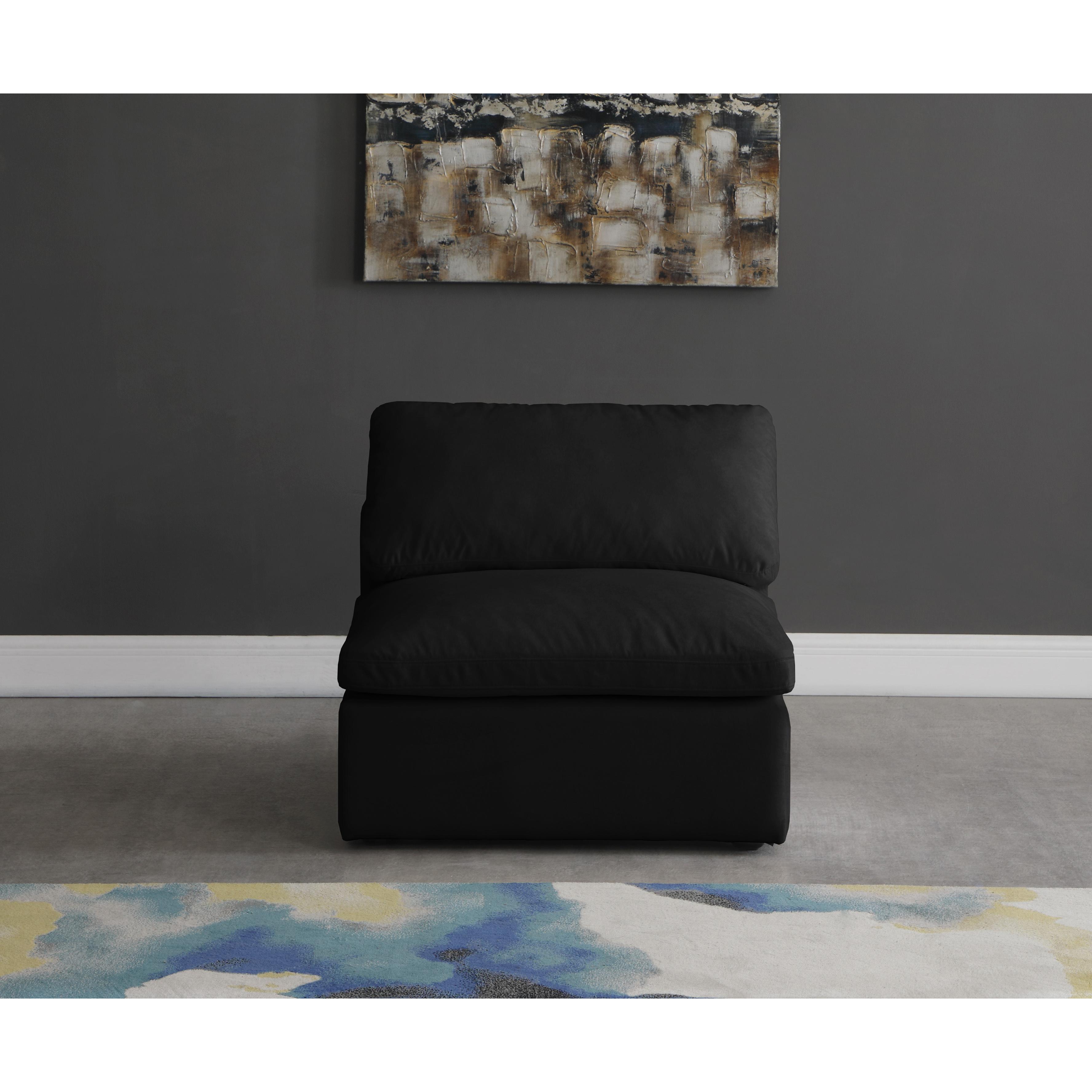 Meridian Plush Black Velvet Standard Comfort Modular Armless Chair