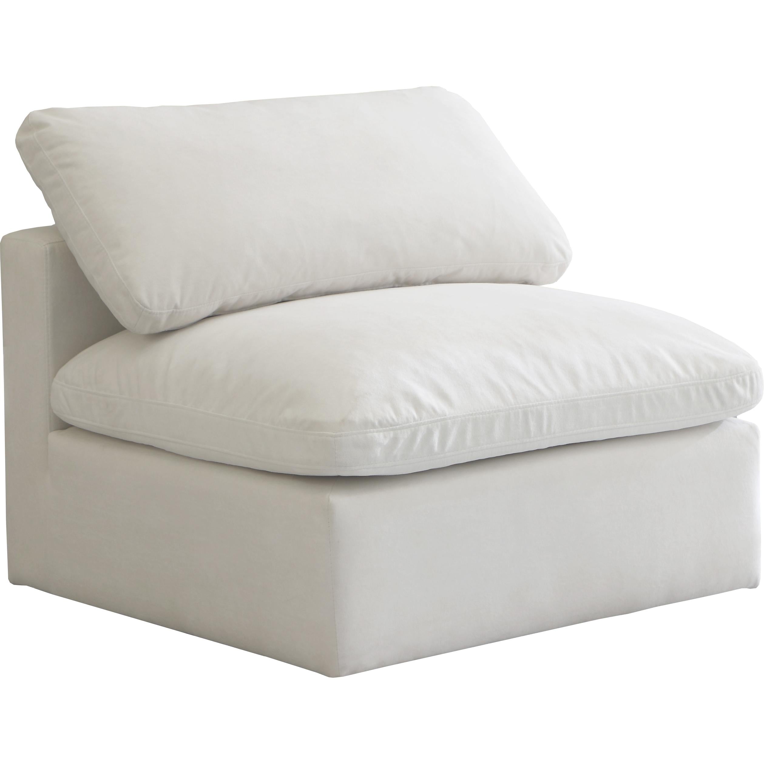Meridian Plush Cream Velvet Standard Comfort Modular Armless Chair
