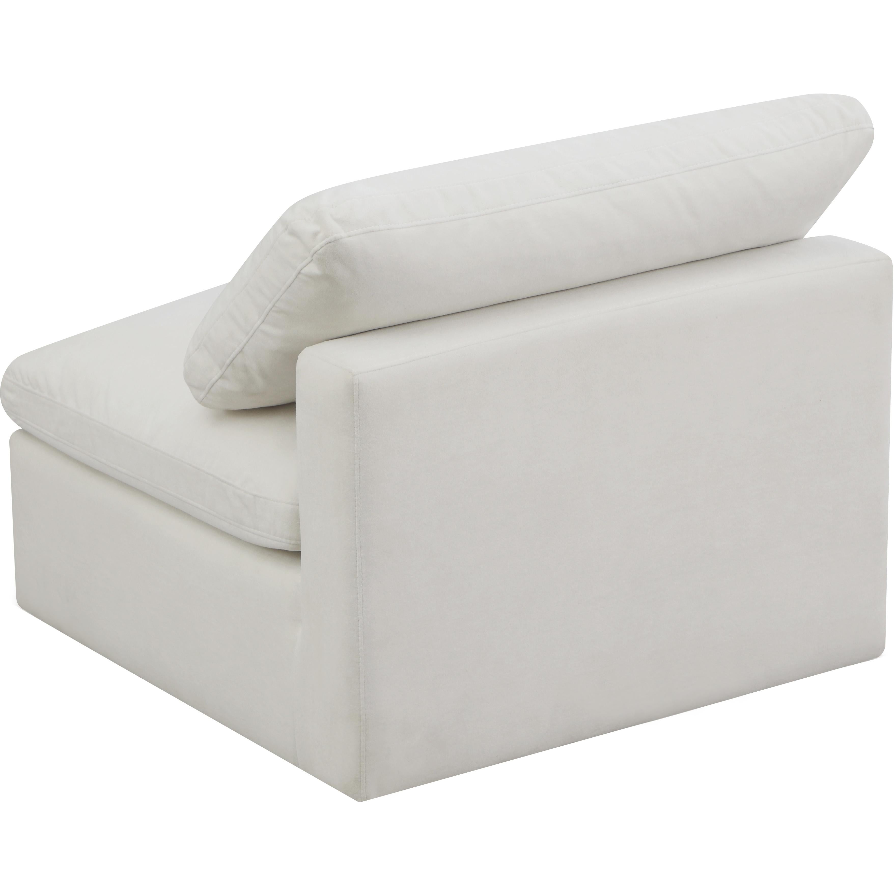 Meridian Plush Cream Velvet Standard Comfort Modular Armless Chair