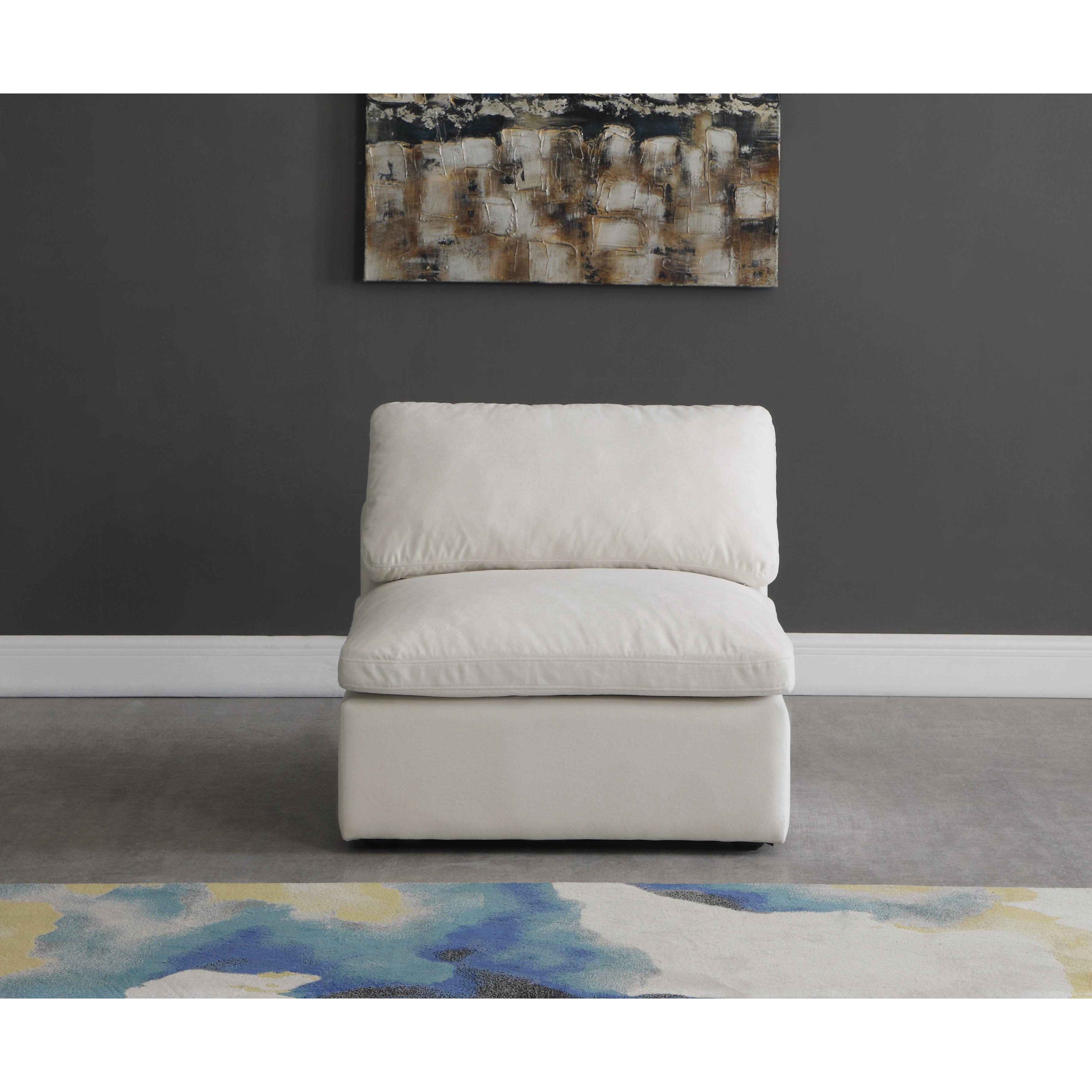 Meridian Plush Cream Velvet Standard Comfort Modular Armless Chair