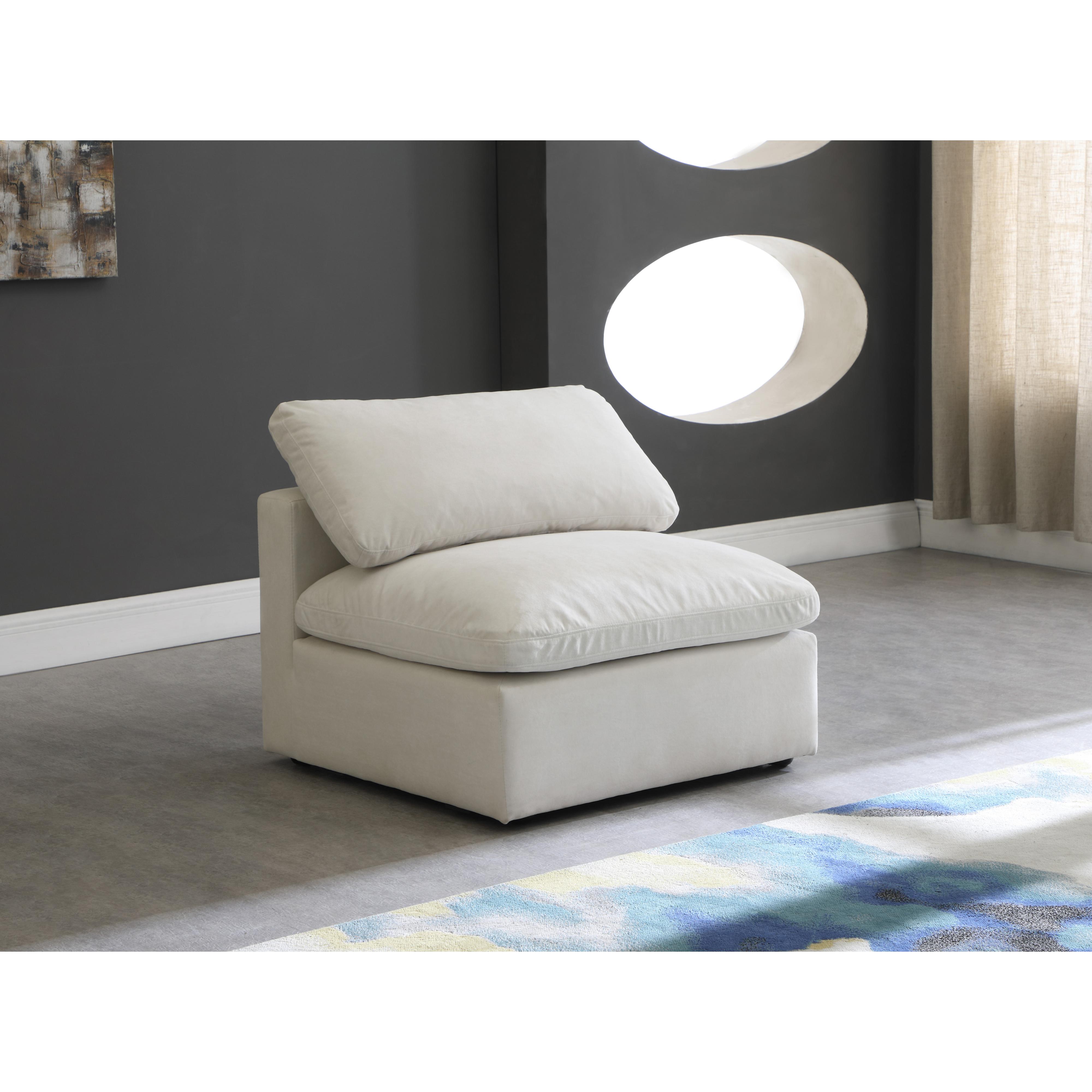 Meridian Plush Cream Velvet Standard Comfort Modular Armless Chair