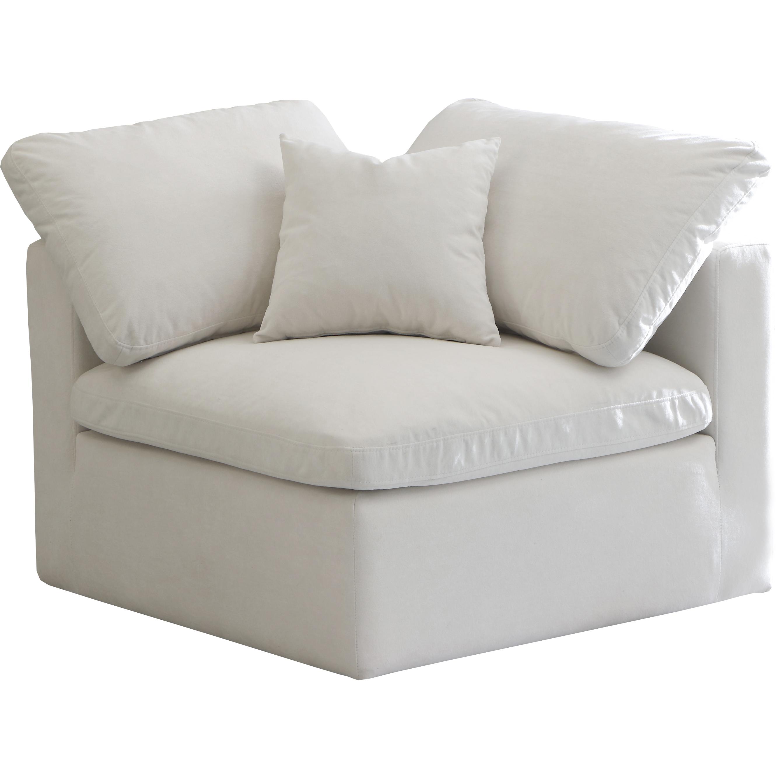 Meridian Plush Cream Velvet Standard Comfort Modular Corner Chair