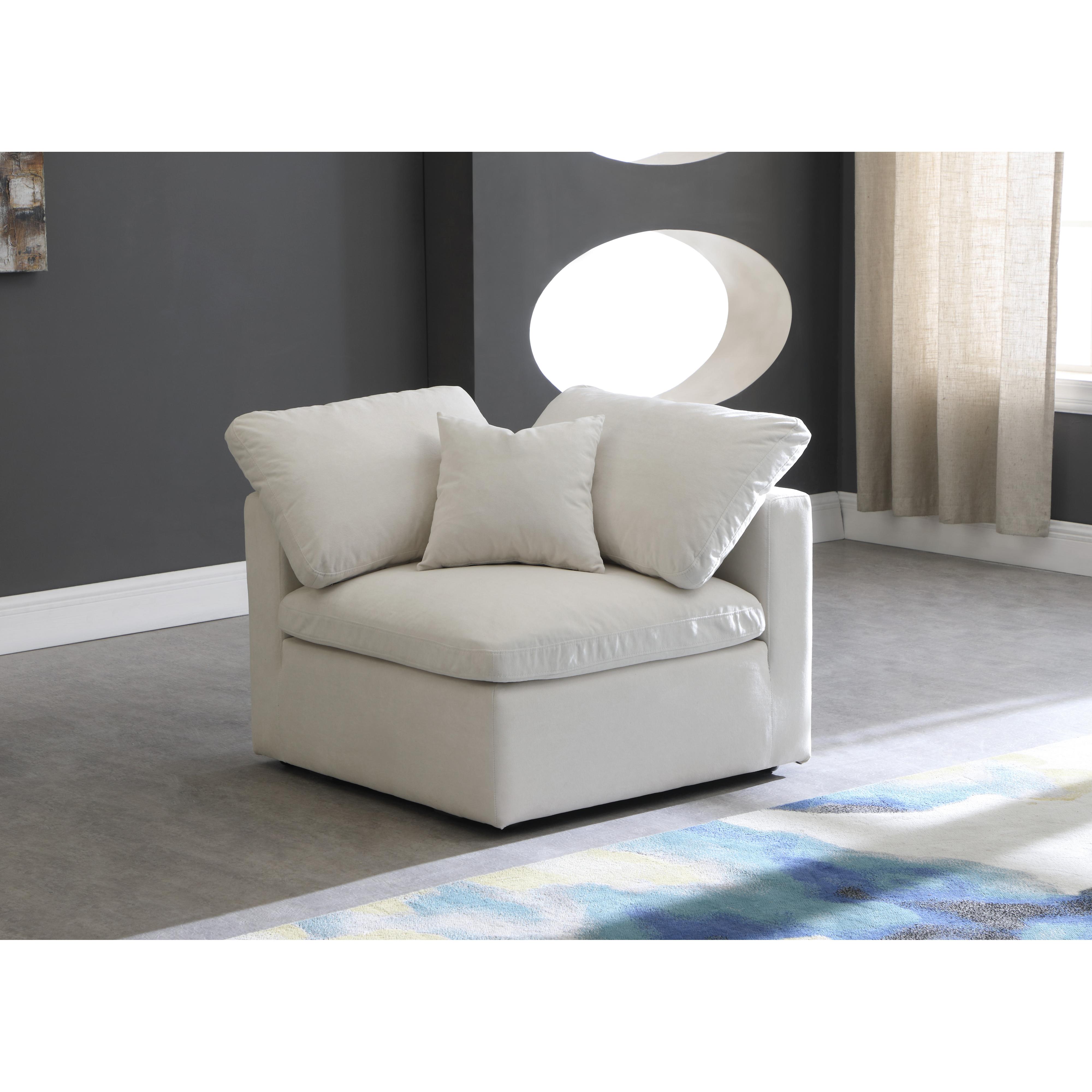 Meridian Plush Cream Velvet Standard Comfort Modular Corner Chair