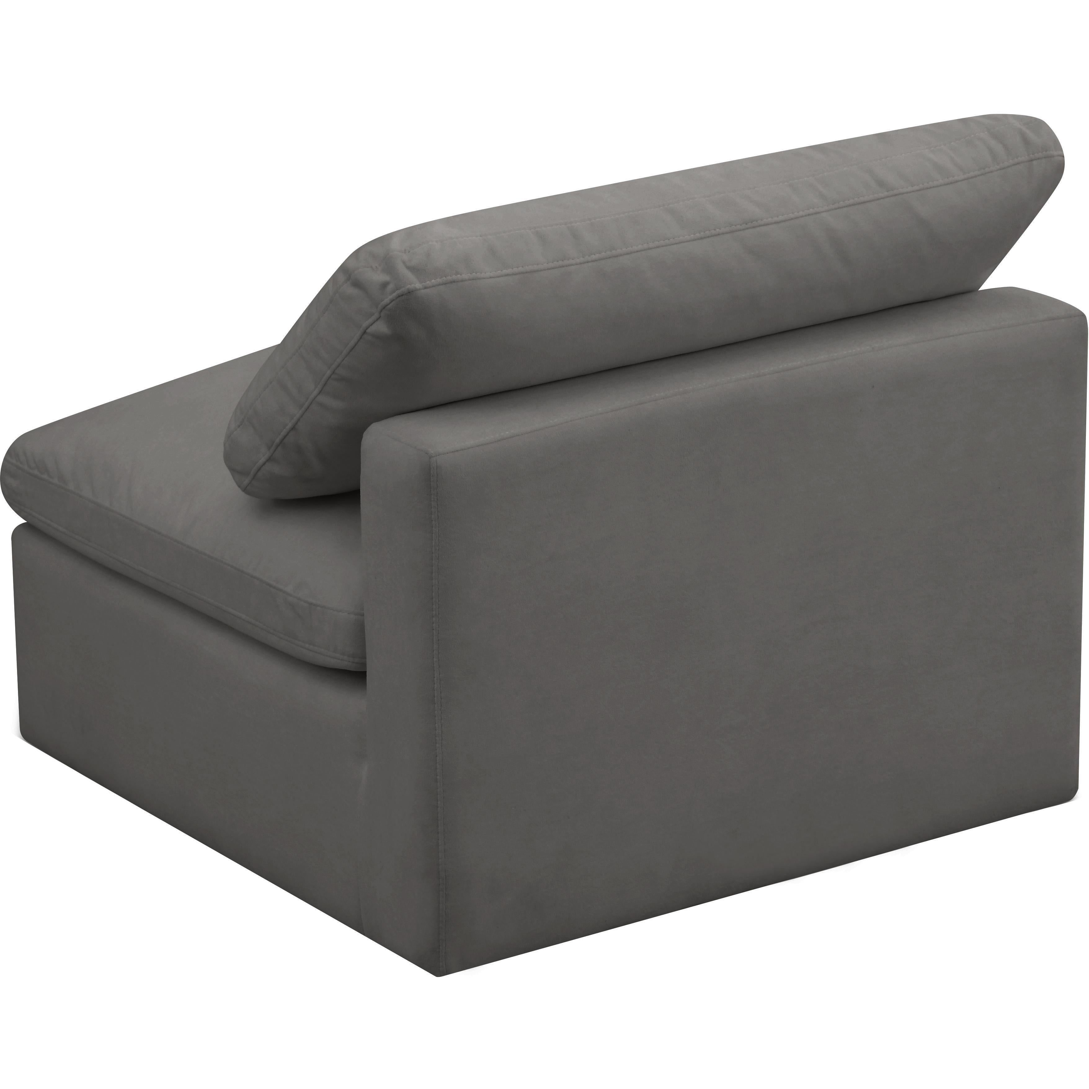 Meridian Plush Grey Velvet Standard Comfort Modular Armless Chair