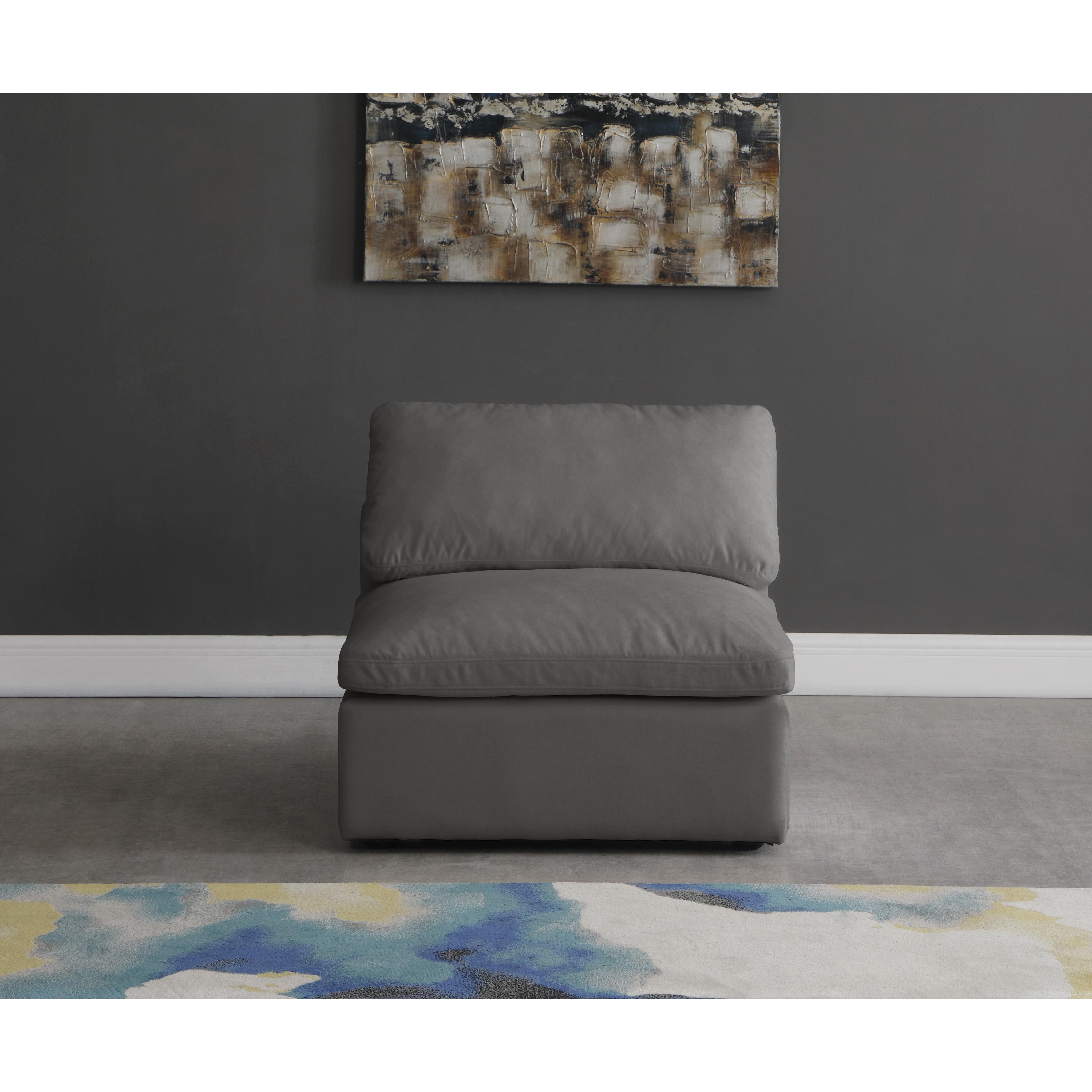 Meridian Plush Grey Velvet Standard Comfort Modular Armless Chair