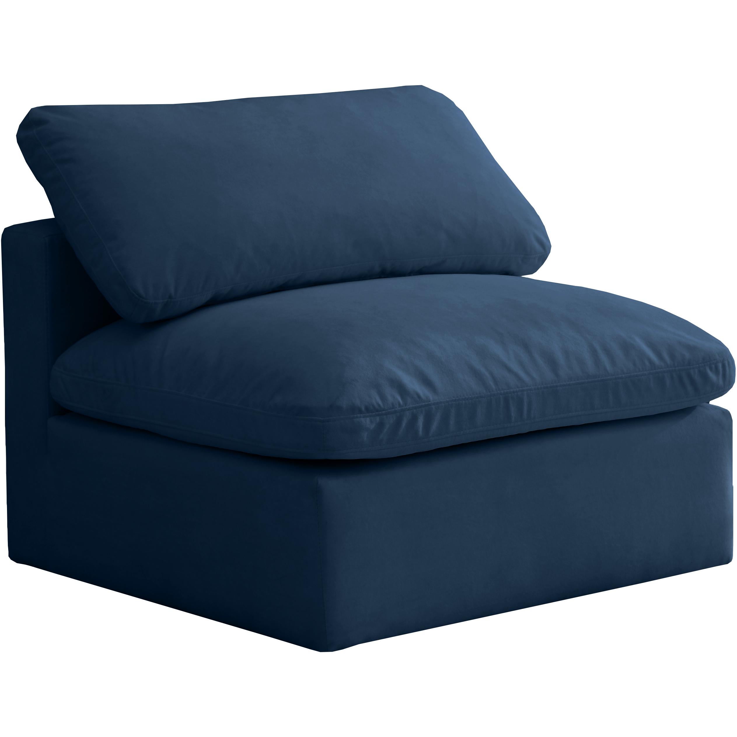 Meridian Plush Navy Velvet Standard Comfort Modular Armless Chair